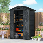 4' x 3' Plastic Garden Shed with Floor - Dark Grey-Patio & Garden > Lawn & Garden > Sheds-DECOROLALA