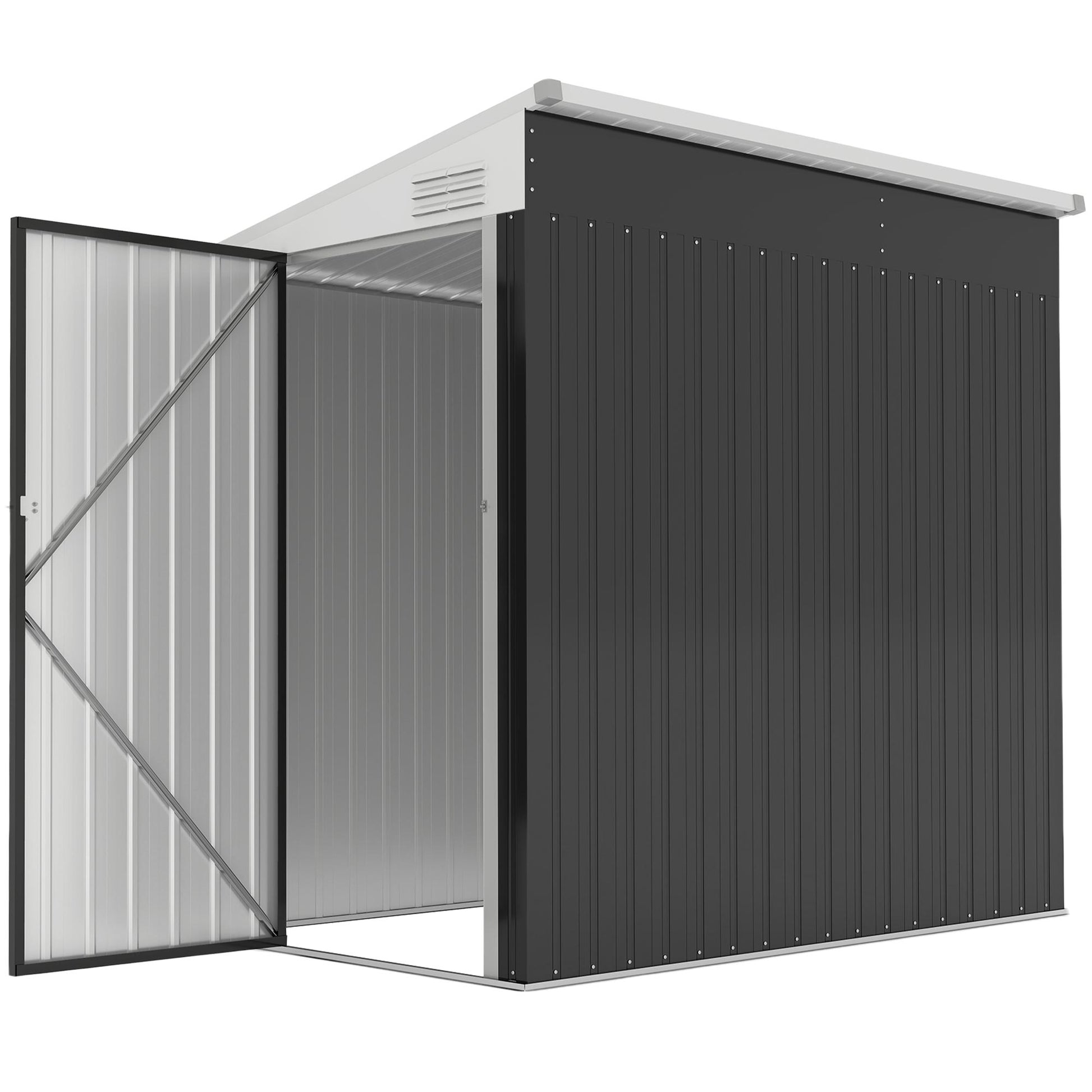4' x 6' Lean-to Outdoor Metal Storage Shed - Dark Gray-Patio & Garden > Lawn & Garden > Sheds-DECOROLALA