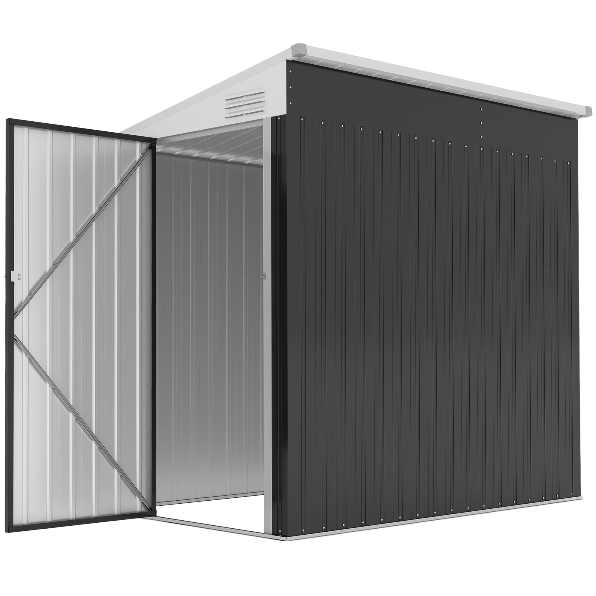 4' x 6' Lean-to Outdoor Metal Storage Shed - Dark Gray-Patio & Garden > Lawn & Garden > Sheds-DECOROLALA