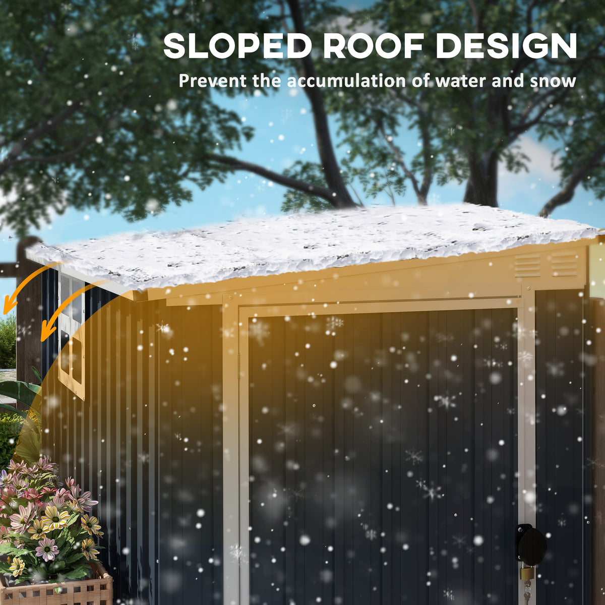 4' x 6' Outdoor Metal Storage Shed - Dark Grey-Storage Sheds-DECOROLALA