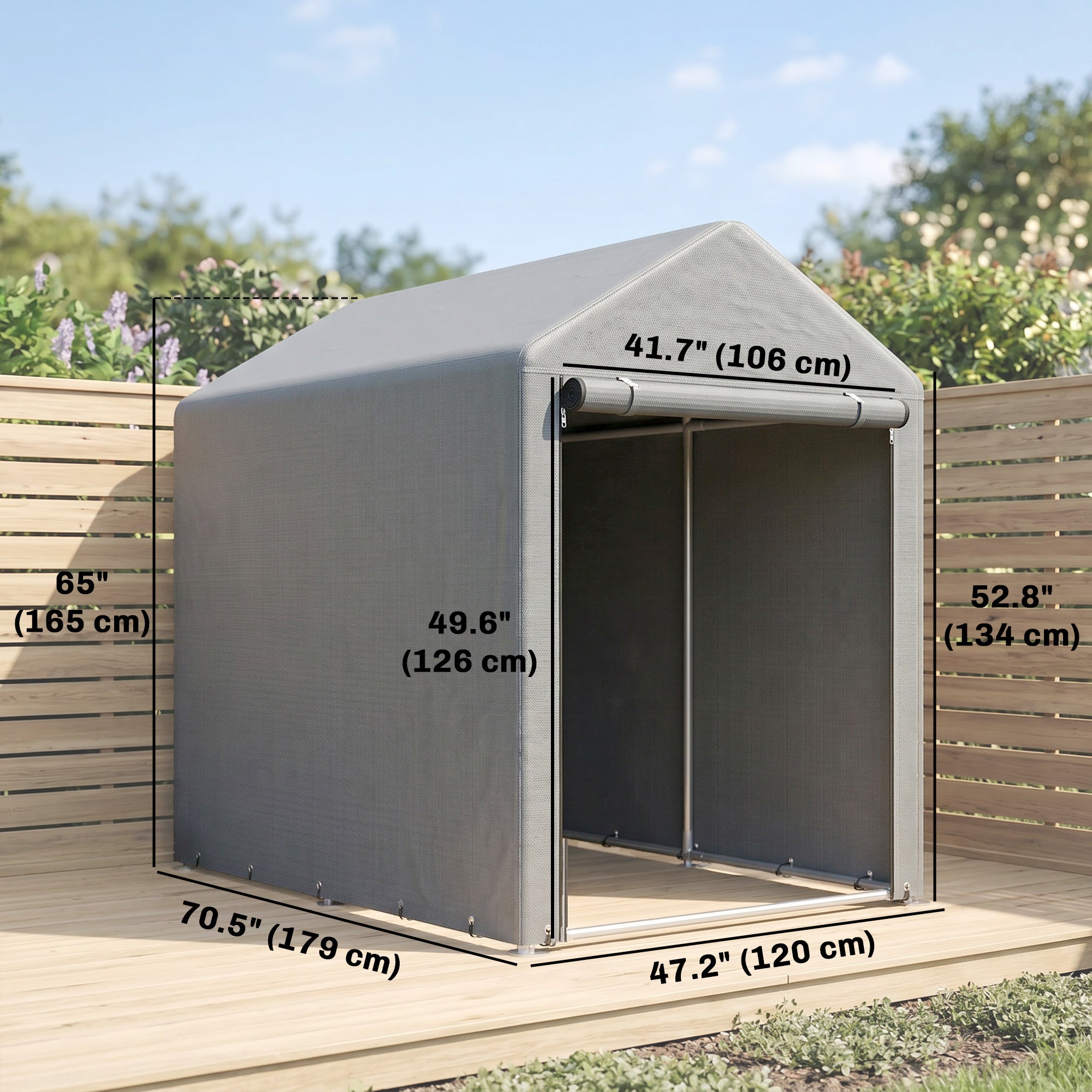 4' x 6' Outdoor Storage Shed Tent - Light Grey PE Cloth-Patio & Garden > Lawn & Garden > Sheds-DECOROLALA