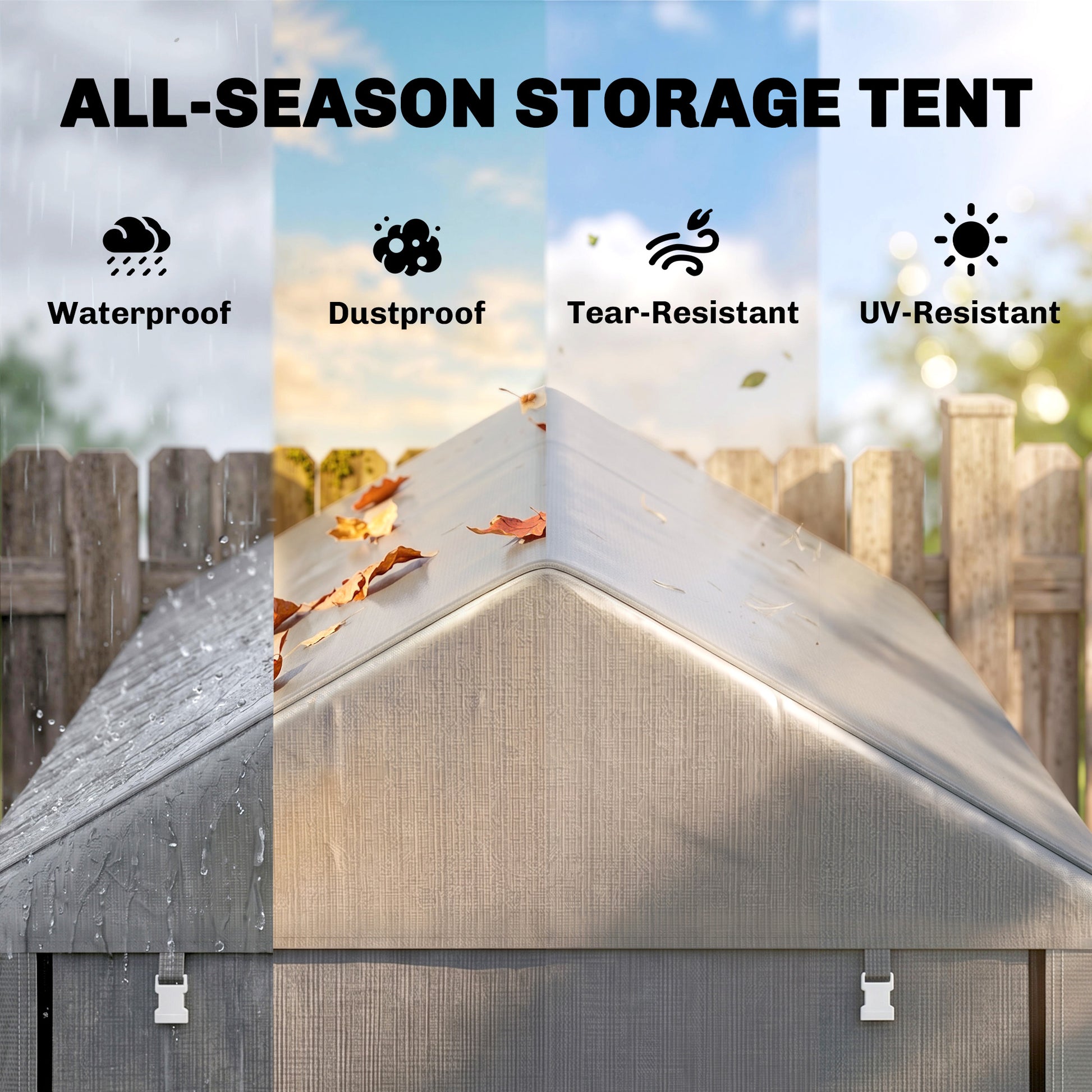 4' x 6' Outdoor Storage Shed Tent - Light Grey PE Cloth-Patio & Garden > Lawn & Garden > Sheds-DECOROLALA