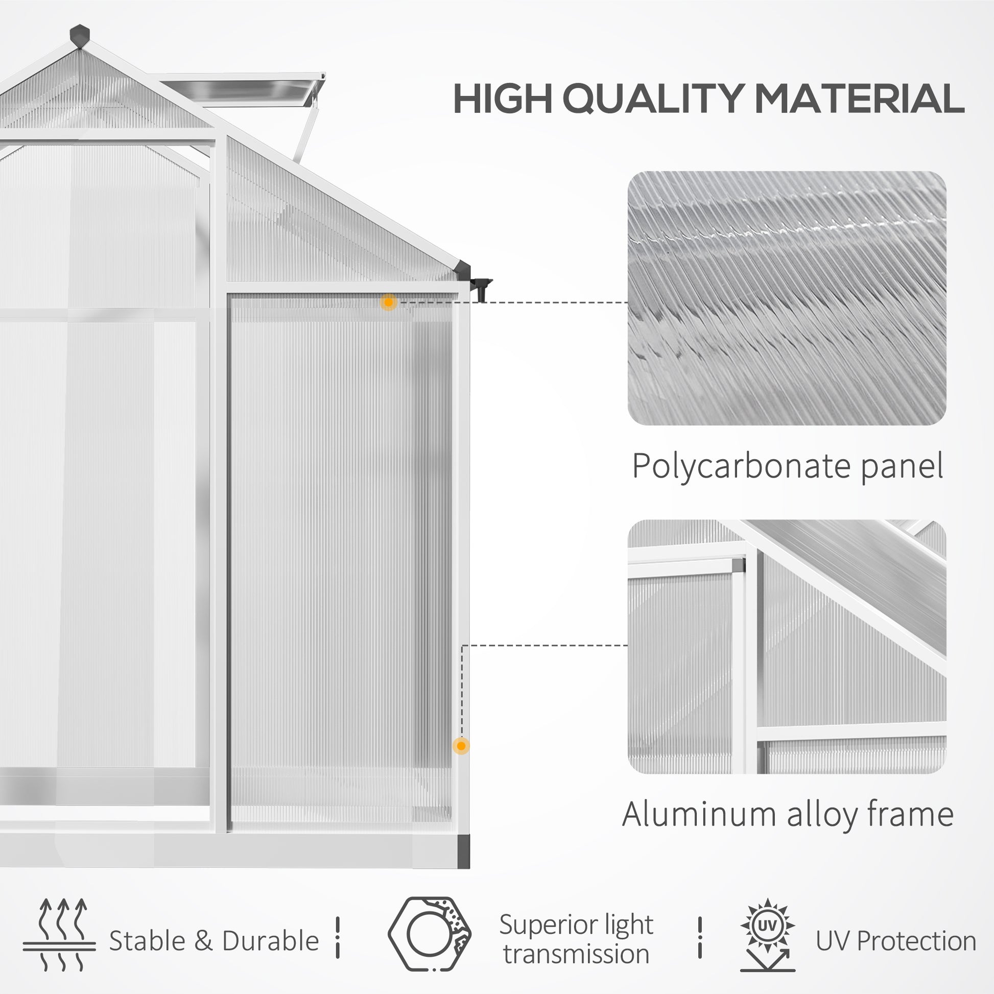 4' x 6.2' x 6.4' Walk-in Garden Greenhouse - Silver Aluminum-DECOROLALA