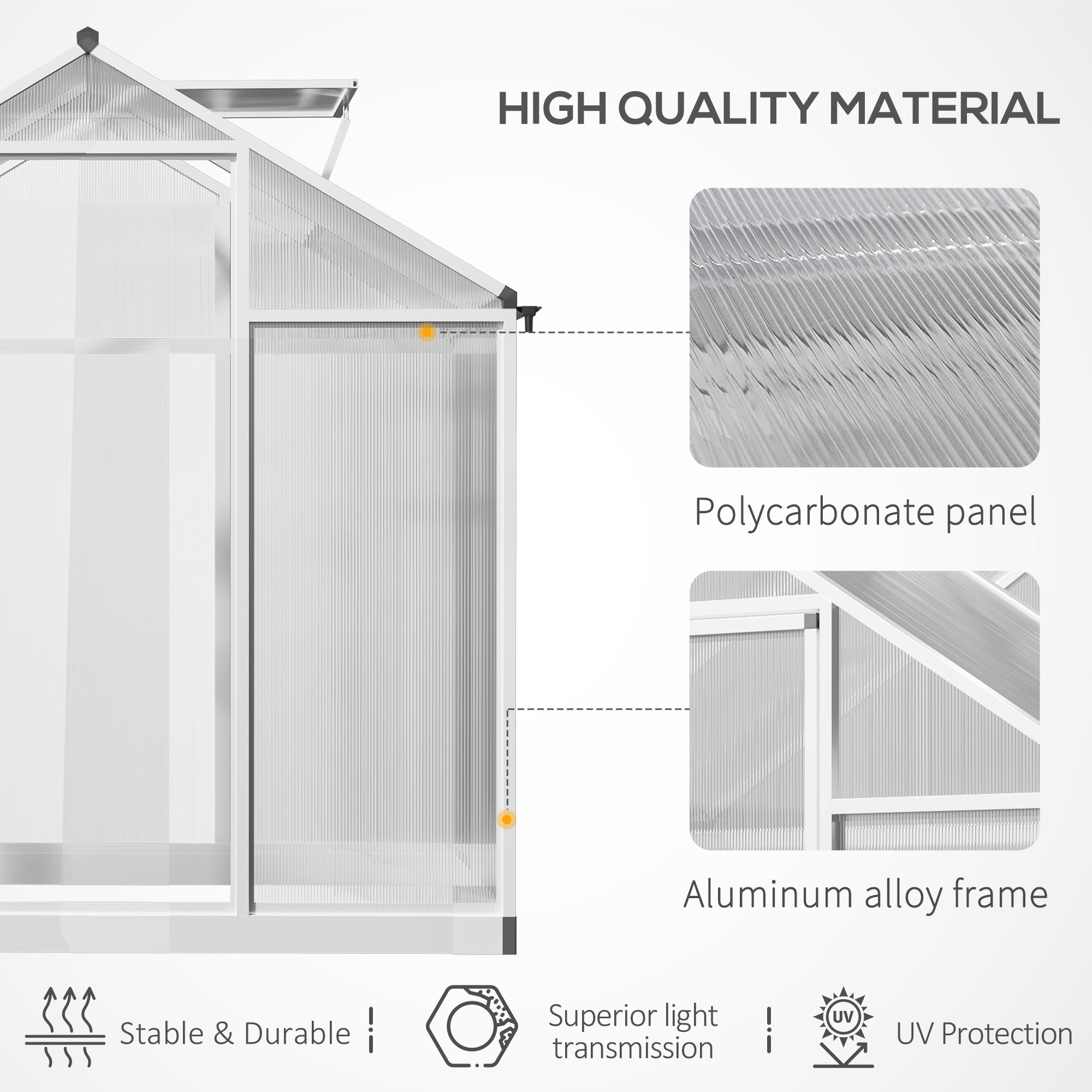 4' x 6.2' x 6.4' Walk-in Garden Greenhouse - Silver Aluminum-DECOROLALA