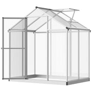 4' x 6.2' x 6.4' Walk-in Garden Greenhouse - Silver Aluminum-DECOROLALA