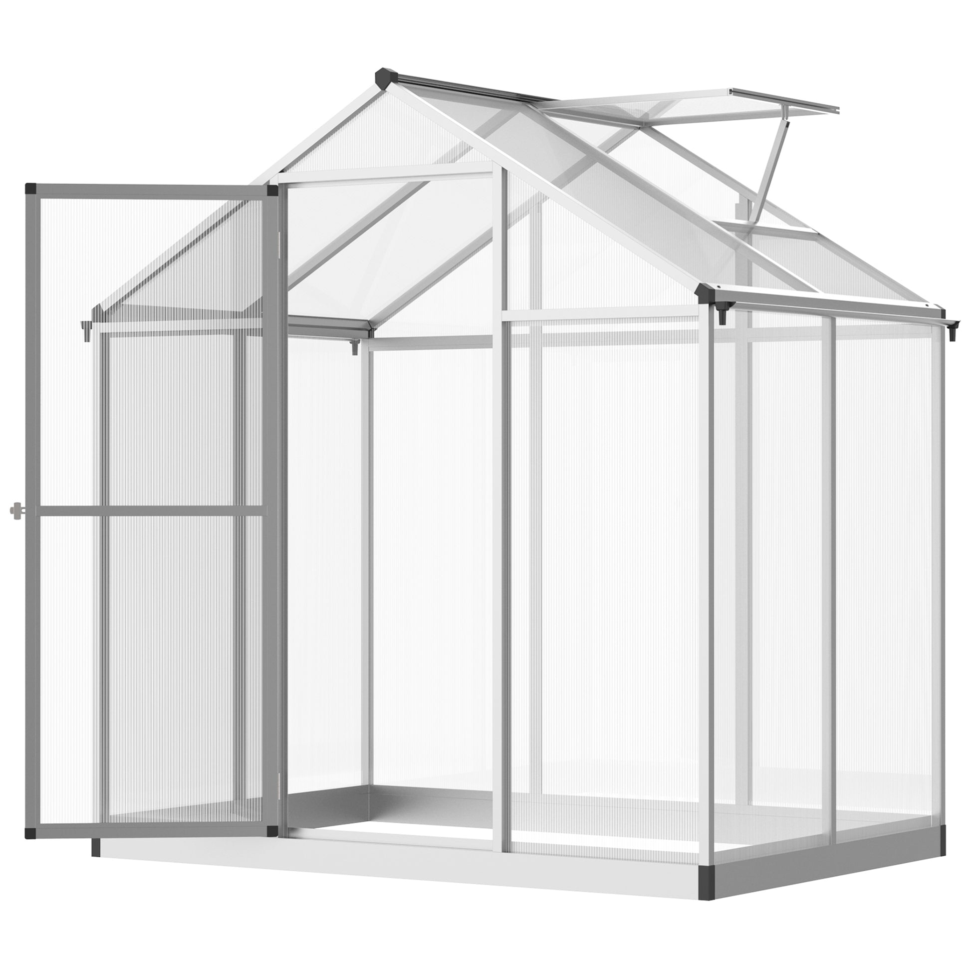 4' x 6.2' x 6.4' Walk-in Garden Greenhouse - Silver Aluminum-DECOROLALA
