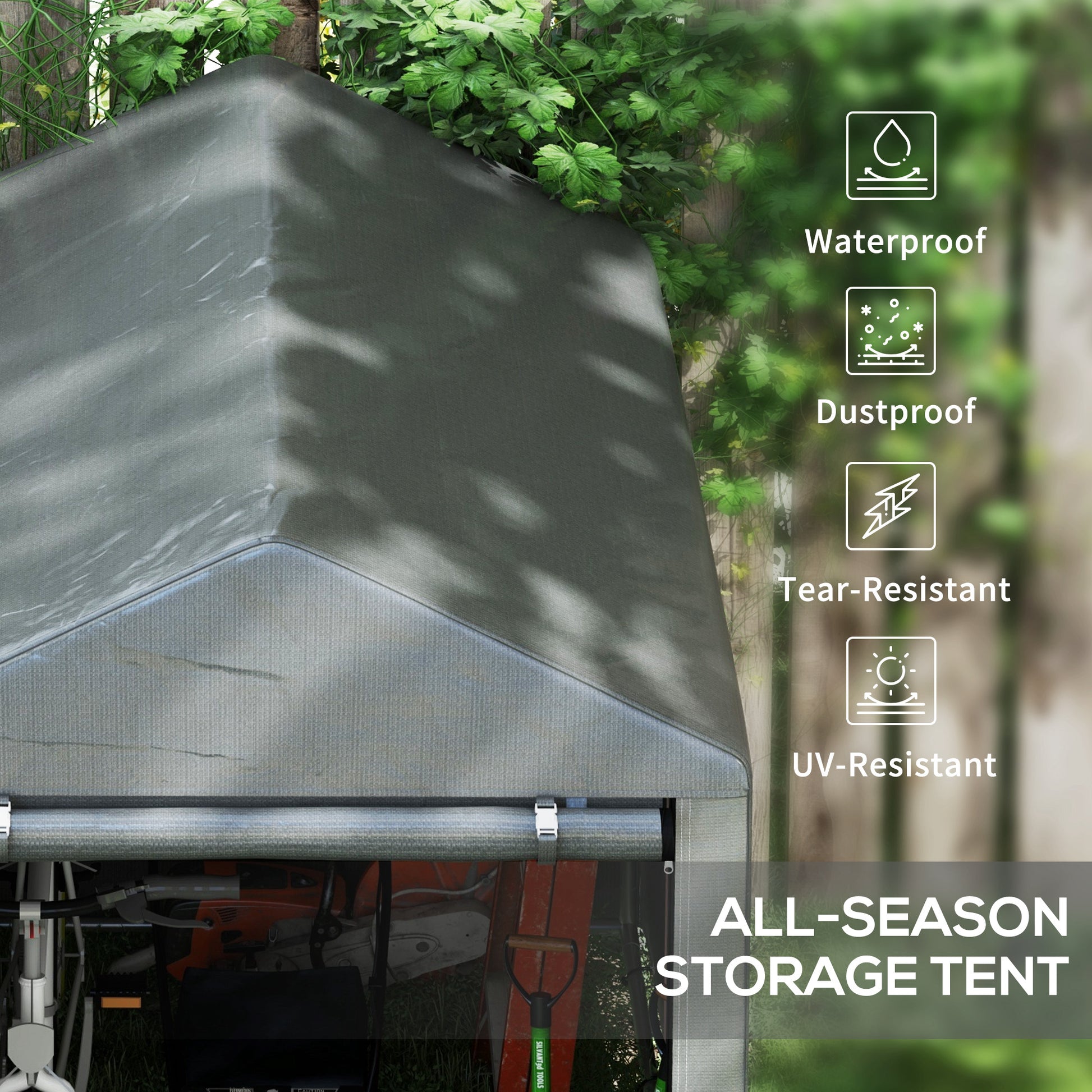 4 x 6ft Outdoor Storage Shed Tent - Dark Grey PE Steel-Patio & Garden > Lawn & Garden > Sheds > Portable Shed-DECOROLALA