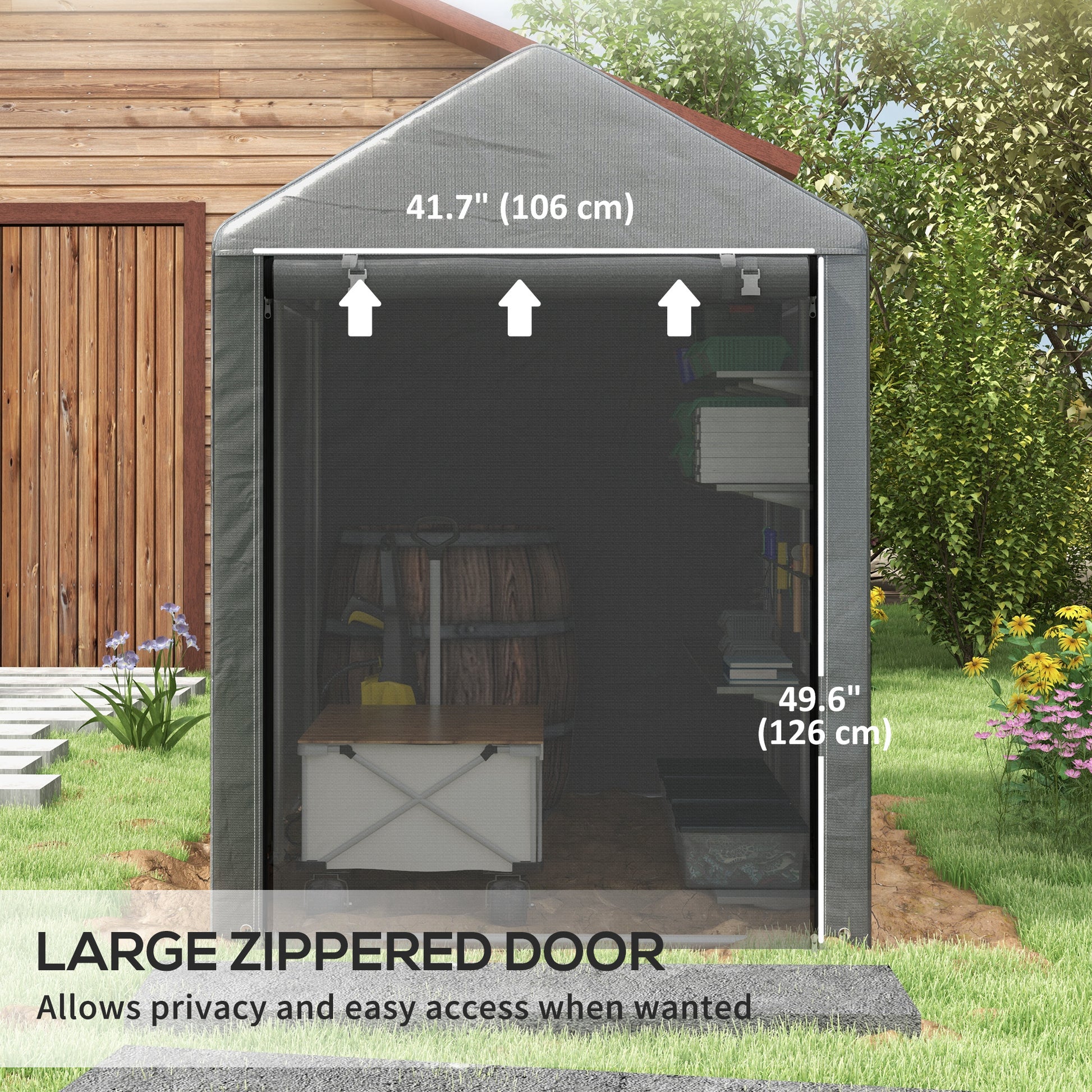 4 x 6ft Outdoor Storage Shed Tent - Dark Grey PE Steel-Patio & Garden > Lawn & Garden > Sheds > Portable Shed-DECOROLALA