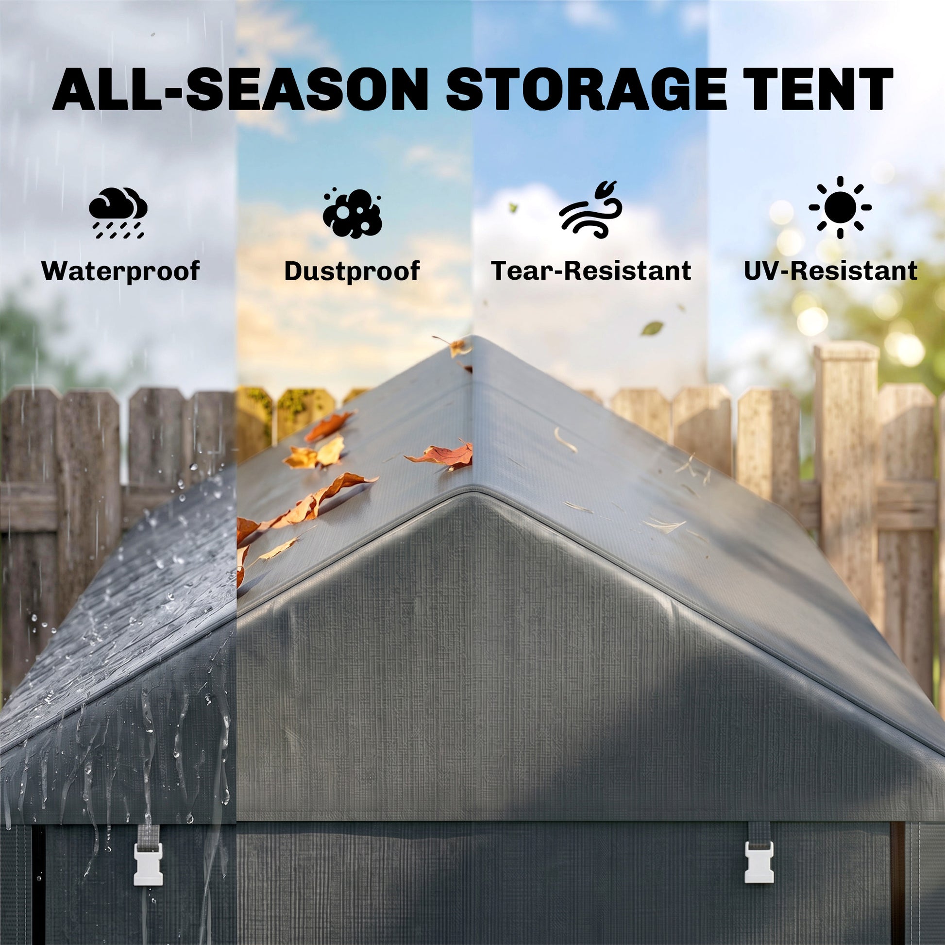 4 x 6ft Outdoor Storage Shed Tent - Dark Grey PE Steel-Patio & Garden > Lawn & Garden > Sheds > Portable Shed-DECOROLALA