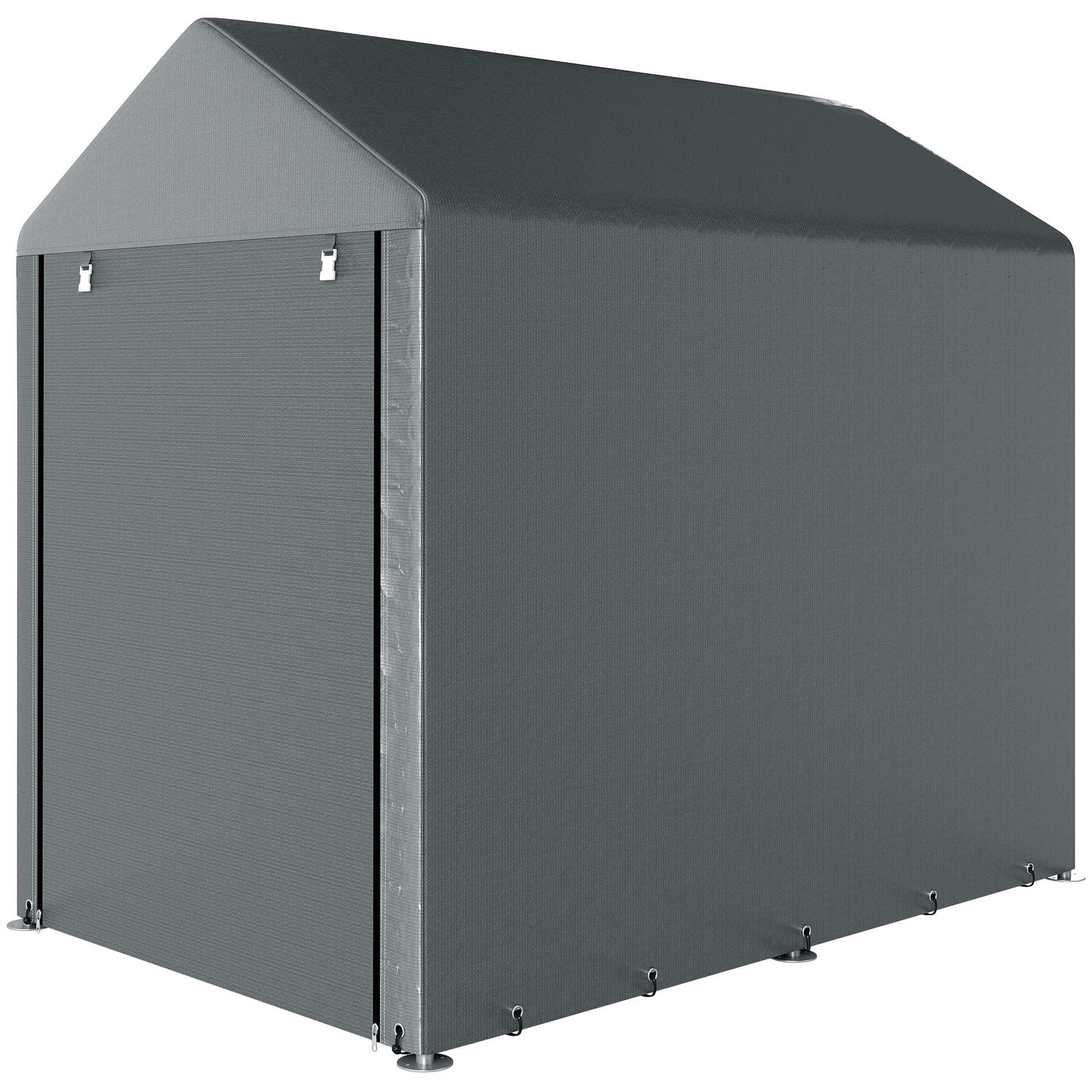 4 x 6ft Outdoor Storage Shed Tent - Dark Grey PE Steel-Patio & Garden > Lawn & Garden > Sheds > Portable Shed-DECOROLALA