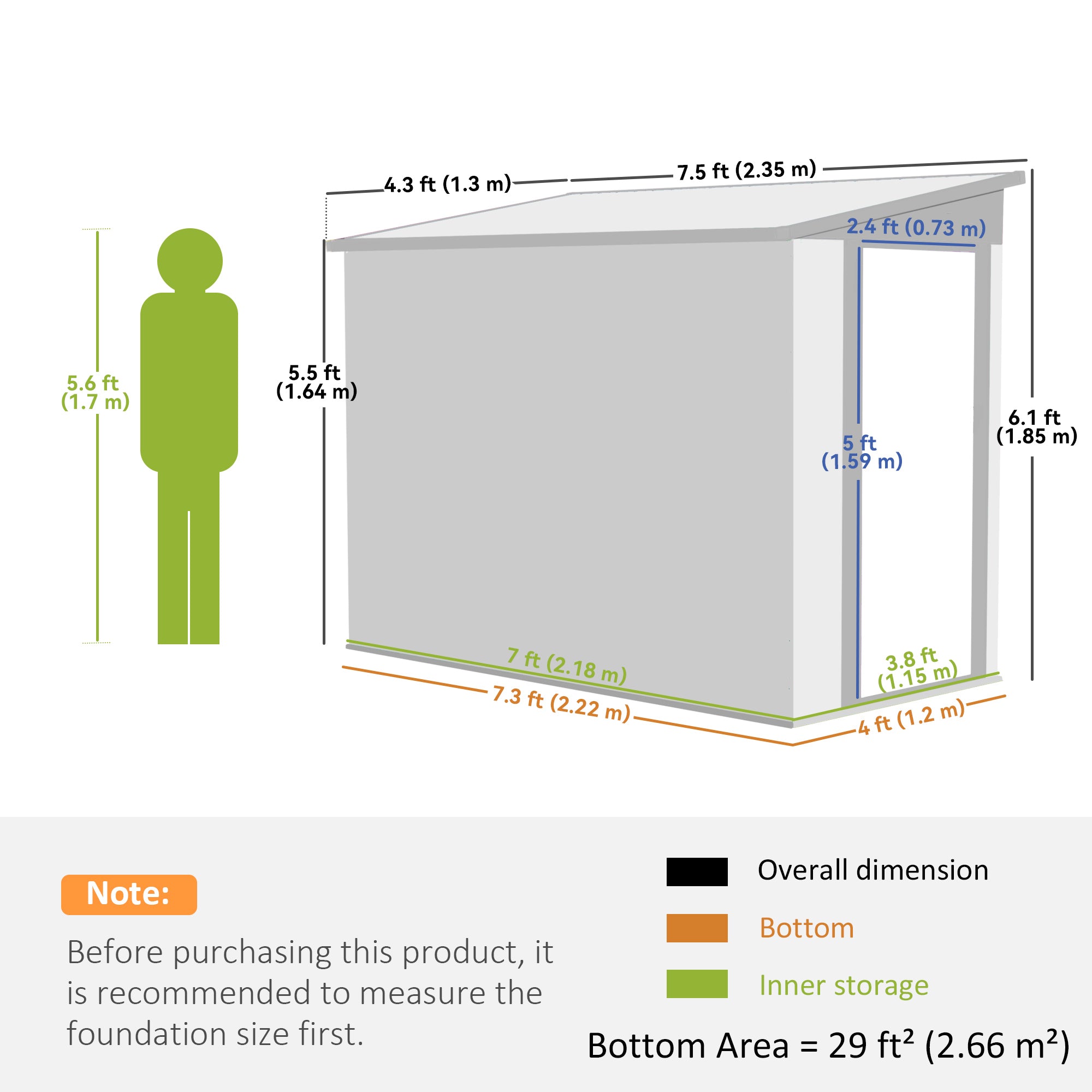 4' x 8' Lean-to Outdoor Metal Storage Shed - Light Grey-Patio & Garden > Lawn & Garden > Sheds-DECOROLALA