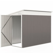 4' x 8' Lean-to Outdoor Metal Storage Shed - Light Grey-Patio & Garden > Lawn & Garden > Sheds-DECOROLALA