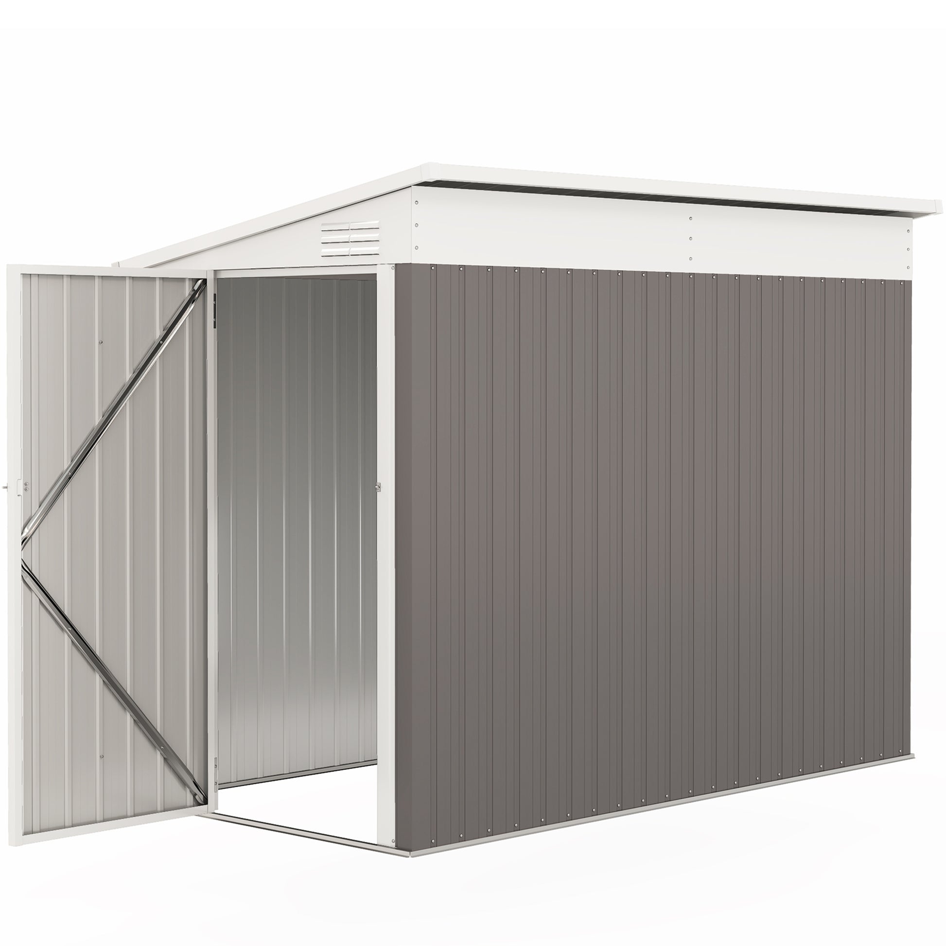 4' x 8' Lean-to Outdoor Metal Storage Shed - Light Grey-Patio & Garden > Lawn & Garden > Sheds-DECOROLALA