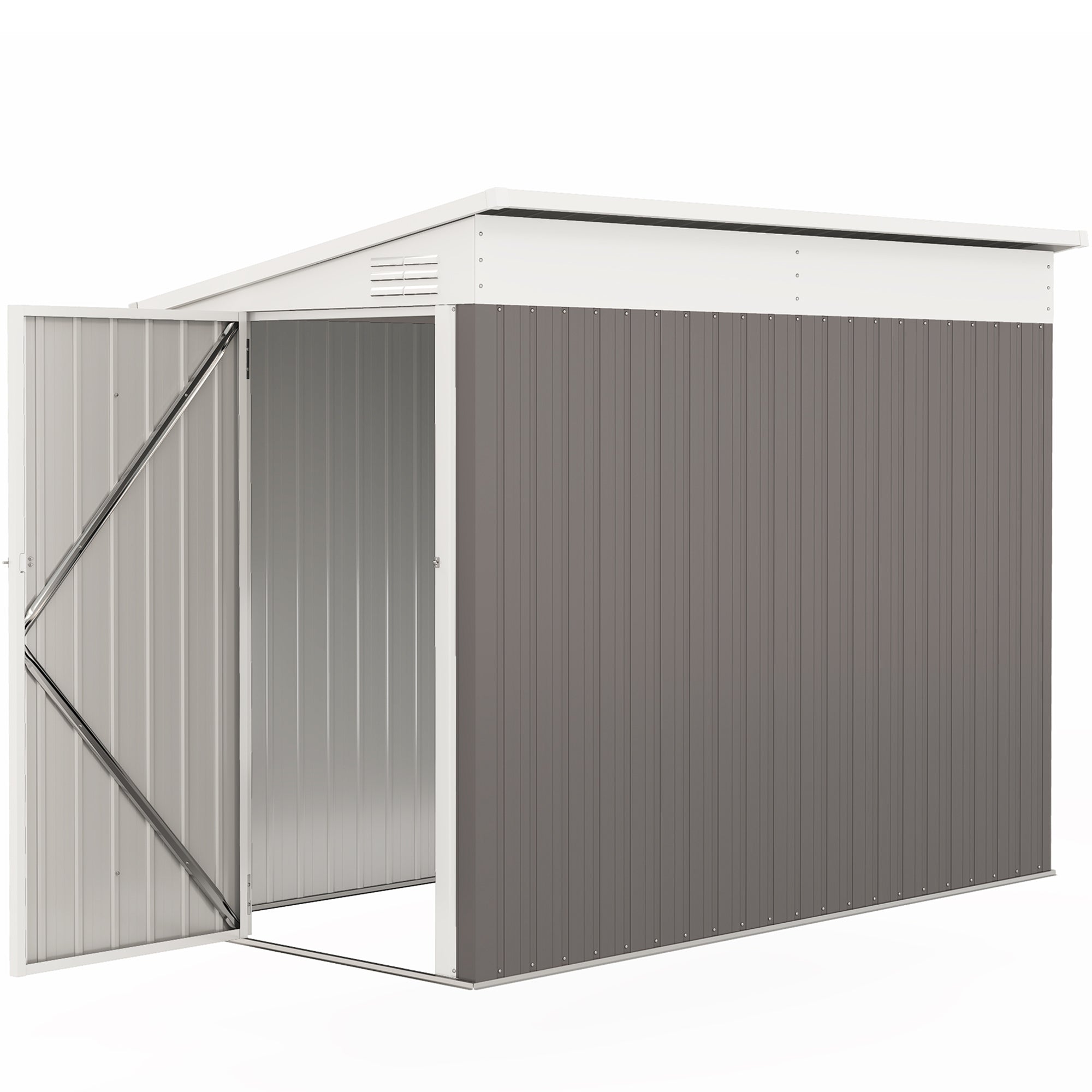 4' x 8' Lean-to Outdoor Metal Storage Shed - Light Grey-Patio & Garden > Lawn & Garden > Sheds-DECOROLALA