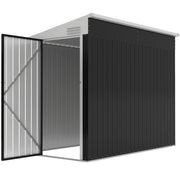 4' x 8' Metal Outdoor Lean-to Storage Shed - Dark Grey-Patio & Garden > Lawn & Garden > Sheds-DECOROLALA