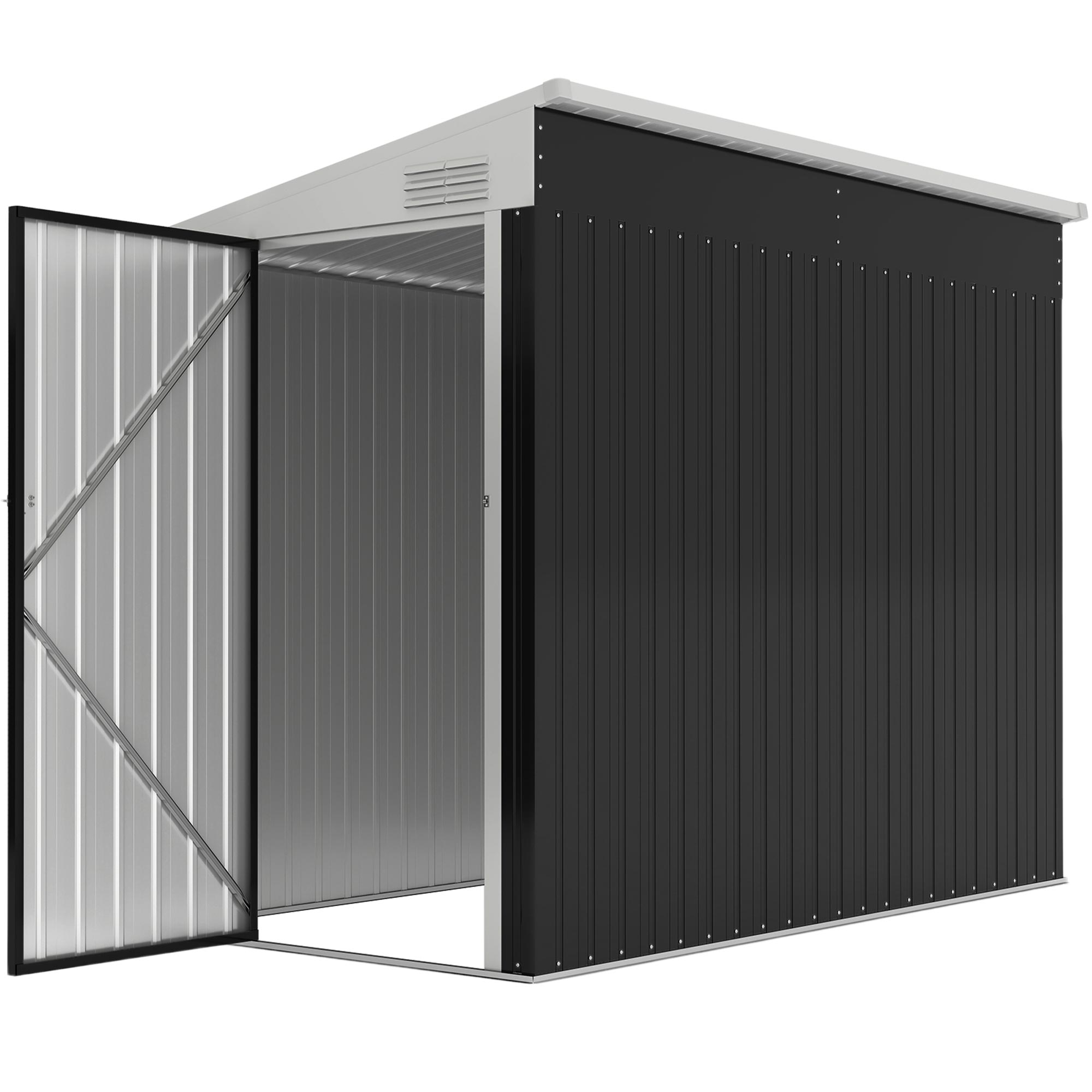 4' x 8' Metal Outdoor Lean-to Storage Shed - Dark Grey-Patio & Garden > Lawn & Garden > Sheds-DECOROLALA