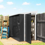 4' x 8' Metal Outdoor Lean-to Storage Shed - Dark Grey-Patio & Garden > Lawn & Garden > Sheds-DECOROLALA