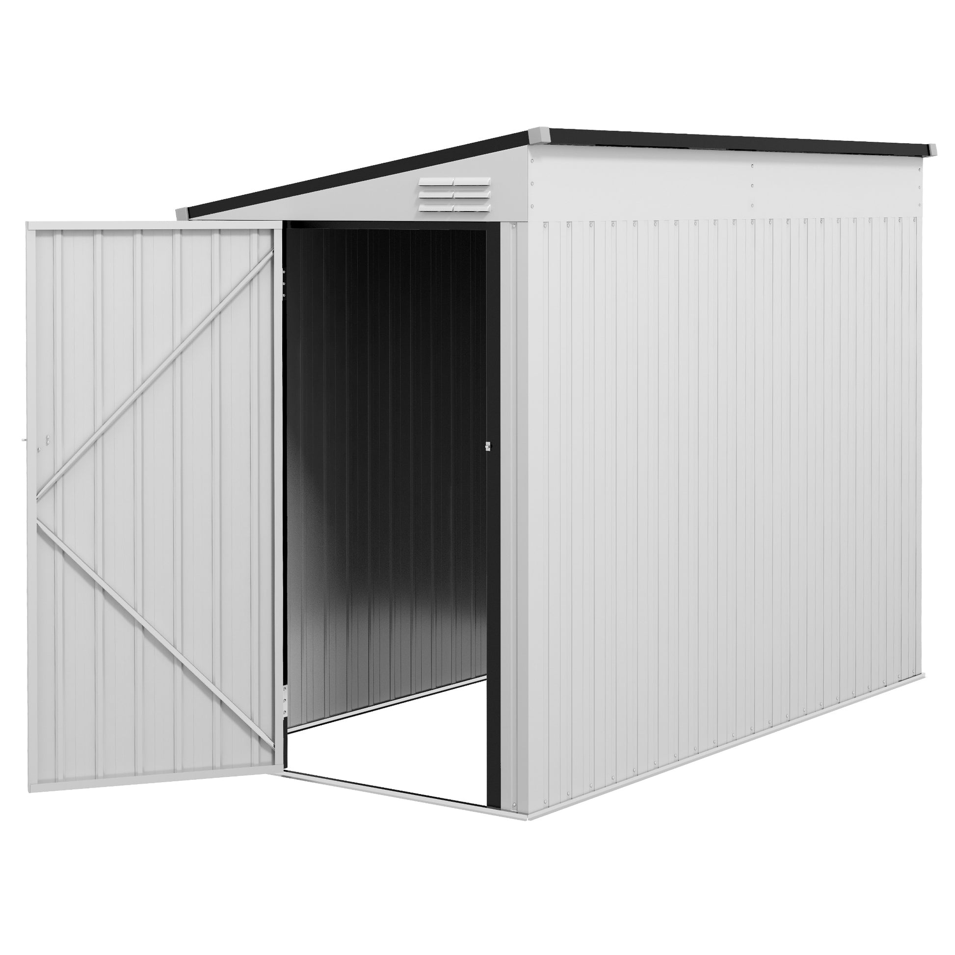 4' x 8' Outdoor Metal Lean-to Storage Shed - White-Patio & Garden > Lawn & Garden > Sheds-DECOROLALA