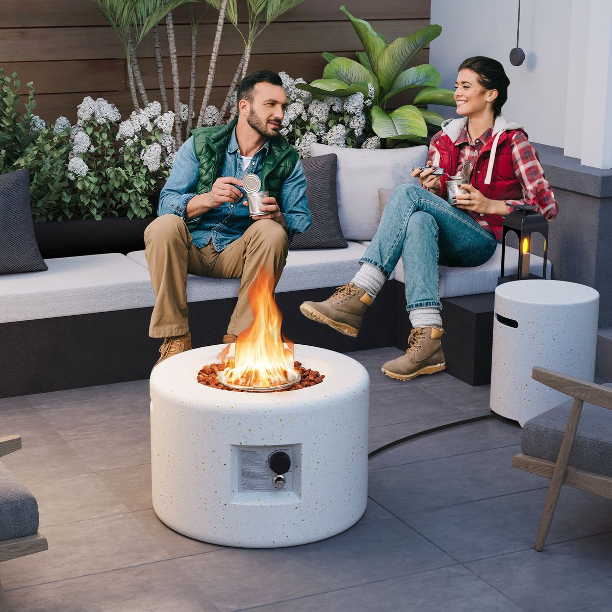 40 000 BTU Fire Pit Table Set with Hideaway Tank Holder-Fire Pit Tables-DECOROLALA
