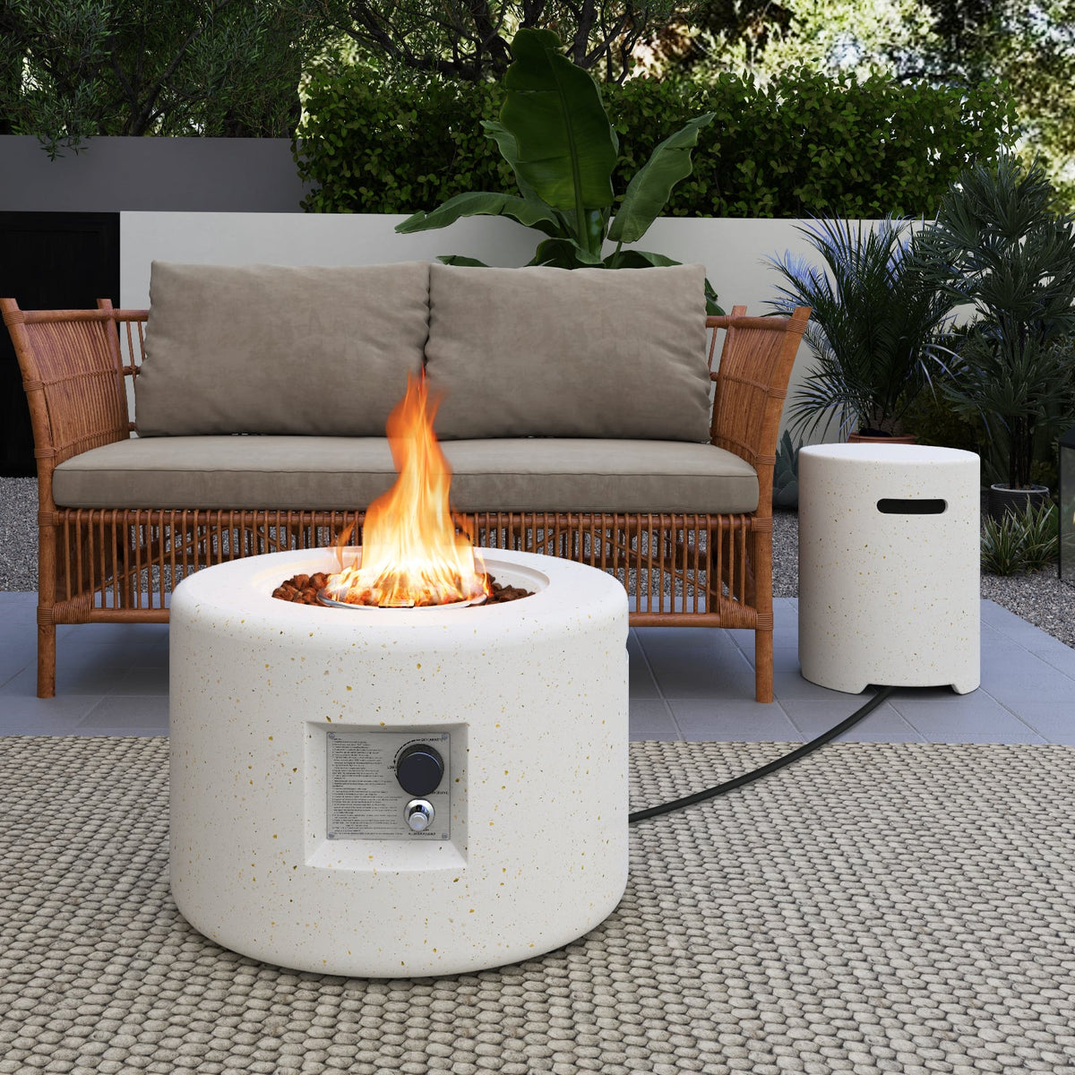 40 000 BTU Fire Pit Table Set with Hideaway Tank Holder-Fire Pit Tables-DECOROLALA
