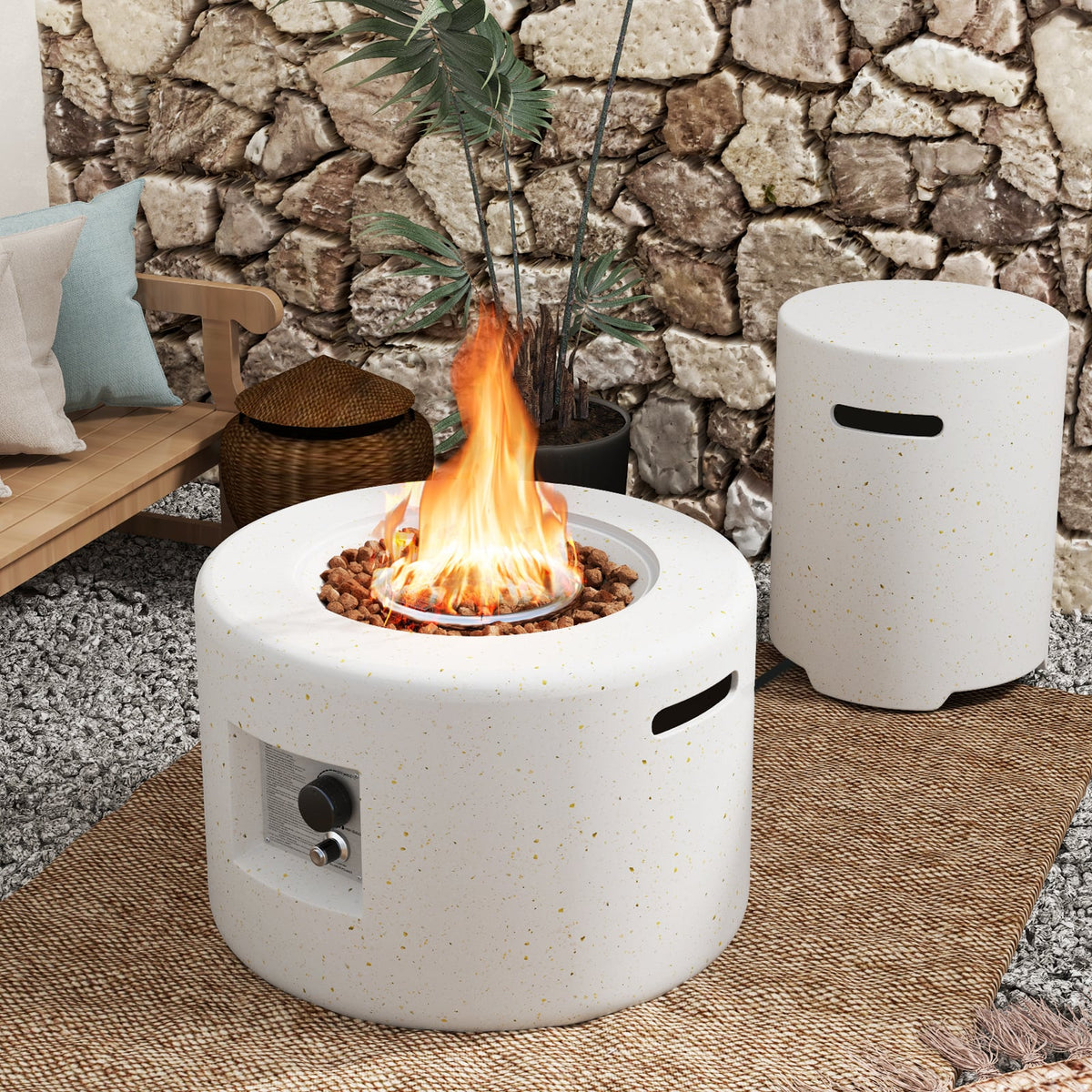 40 000 BTU Fire Pit Table Set with Hideaway Tank Holder-Fire Pit Tables-DECOROLALA