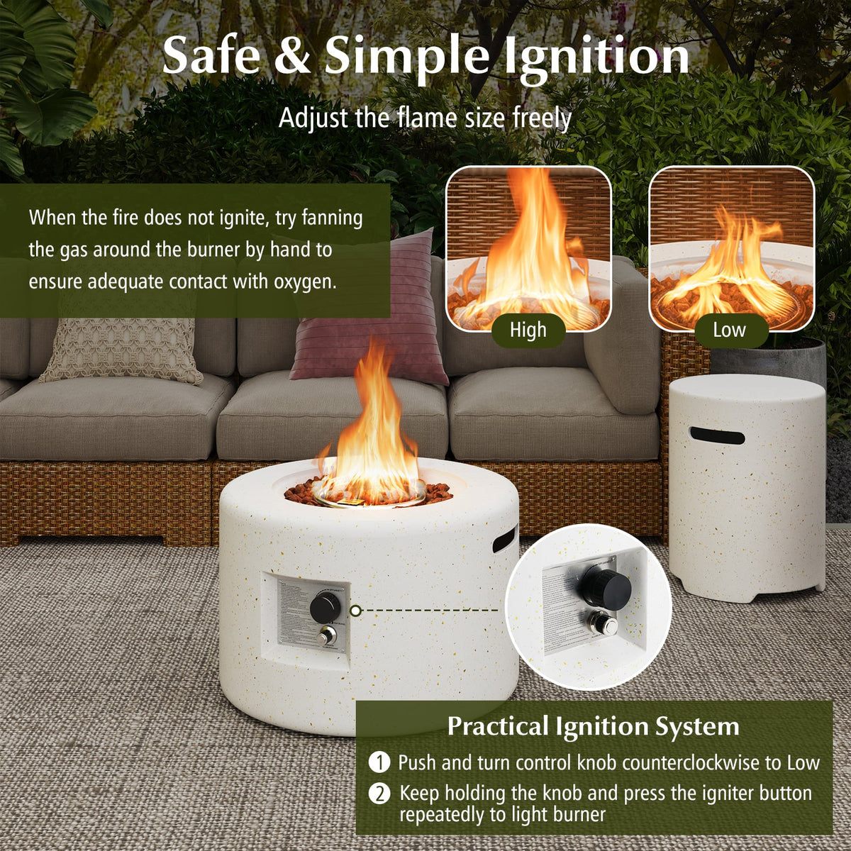 40 000 BTU Fire Pit Table Set with Hideaway Tank Holder-Fire Pit Tables-DECOROLALA