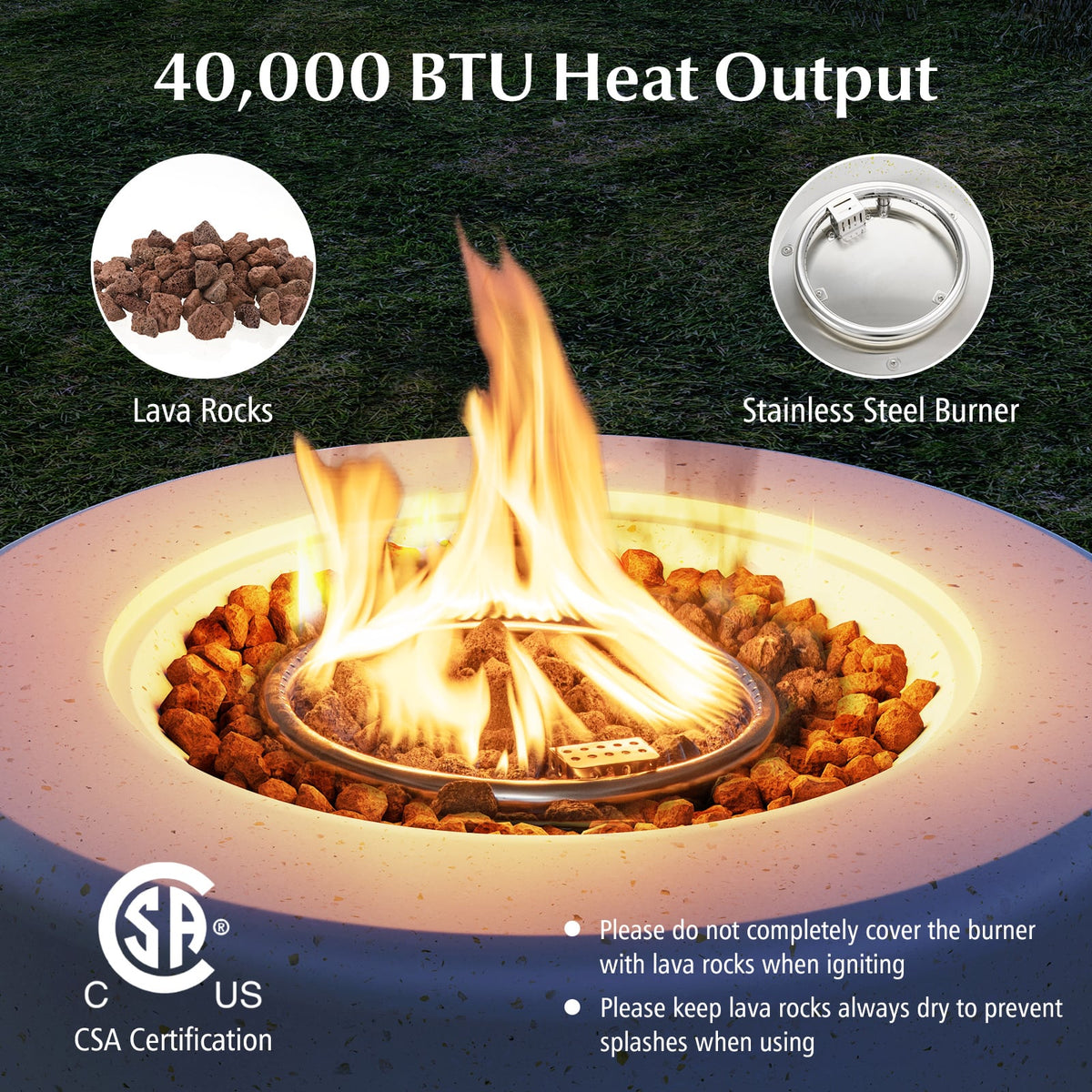 40 000 BTU Fire Pit Table Set with Hideaway Tank Holder-Fire Pit Tables-DECOROLALA
