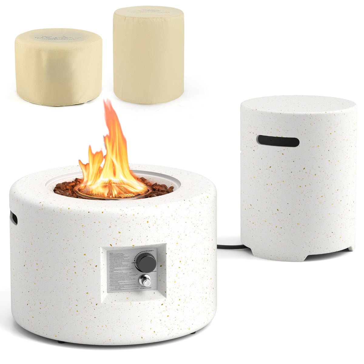40 000 BTU Fire Pit Table Set with Hideaway Tank Holder-Fire Pit Tables-DECOROLALA