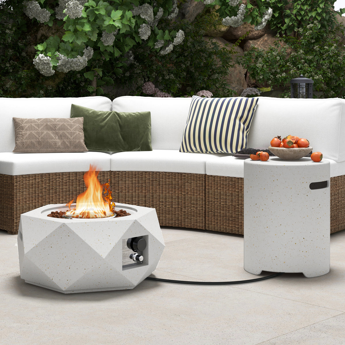 40 000 BTU Fire Pit Table Set with Stainless Steel Burner-Fire Pit Tables-DECOROLALA
