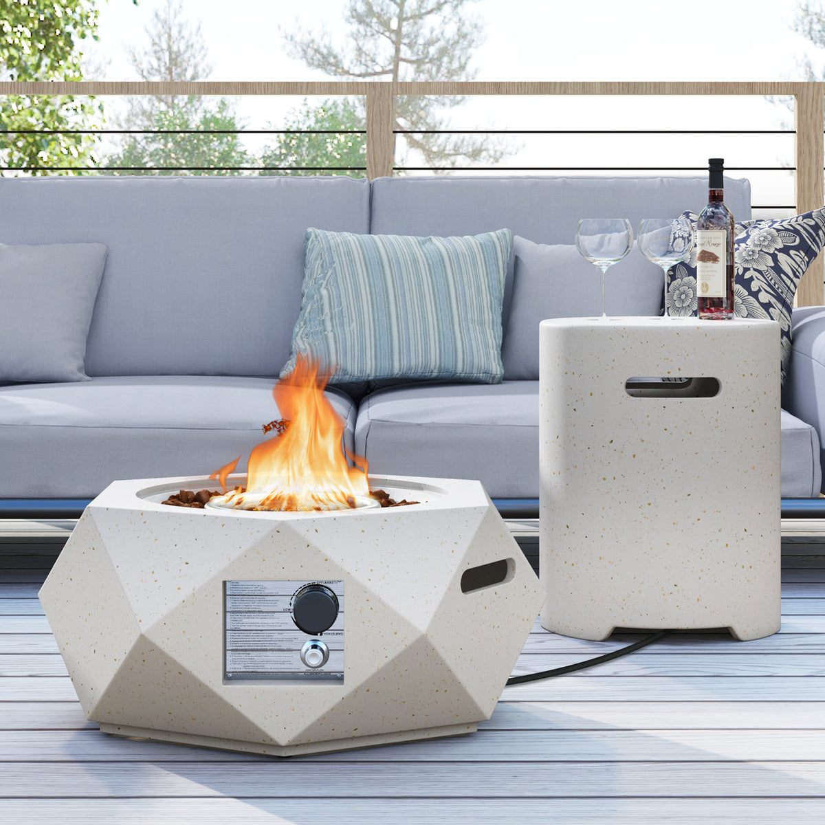 40 000 BTU Fire Pit Table Set with Stainless Steel Burner-Fire Pit Tables-DECOROLALA
