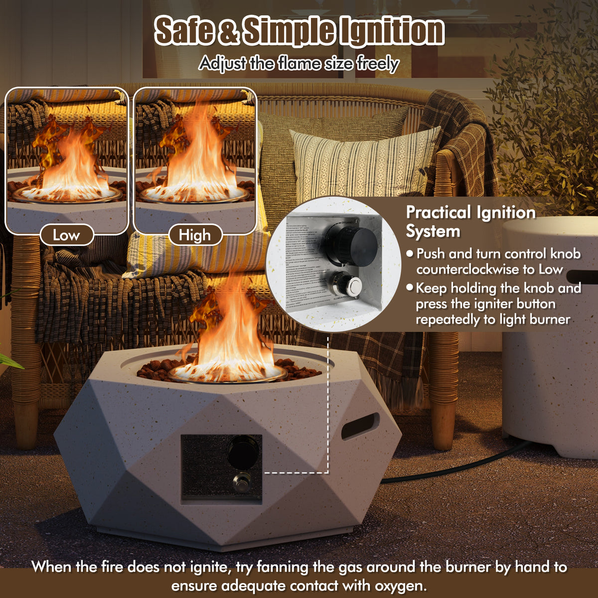 40 000 BTU Fire Pit Table Set with Stainless Steel Burner-Fire Pit Tables-DECOROLALA