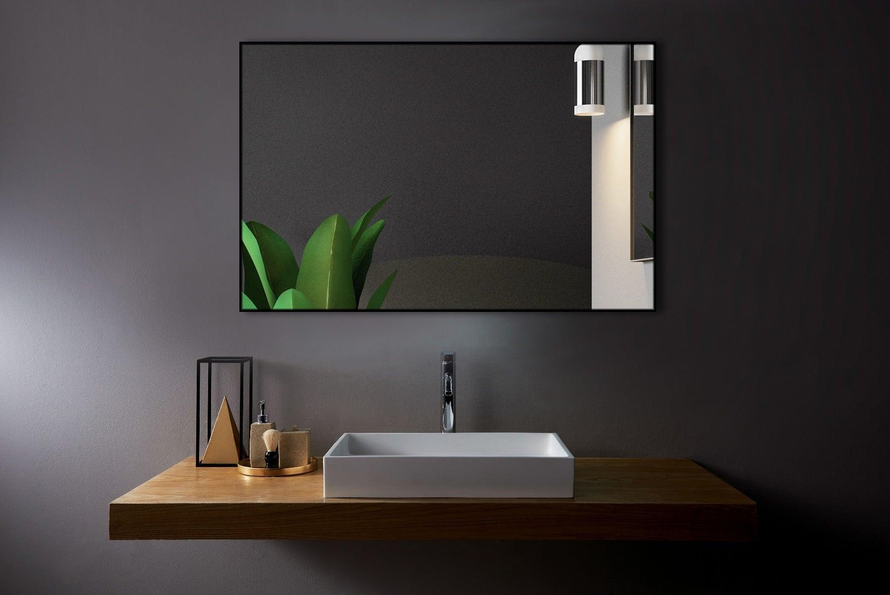 40" Black Aluminum Framed Bathroom Mirror-Migration_Mirrors-DECOROLALA