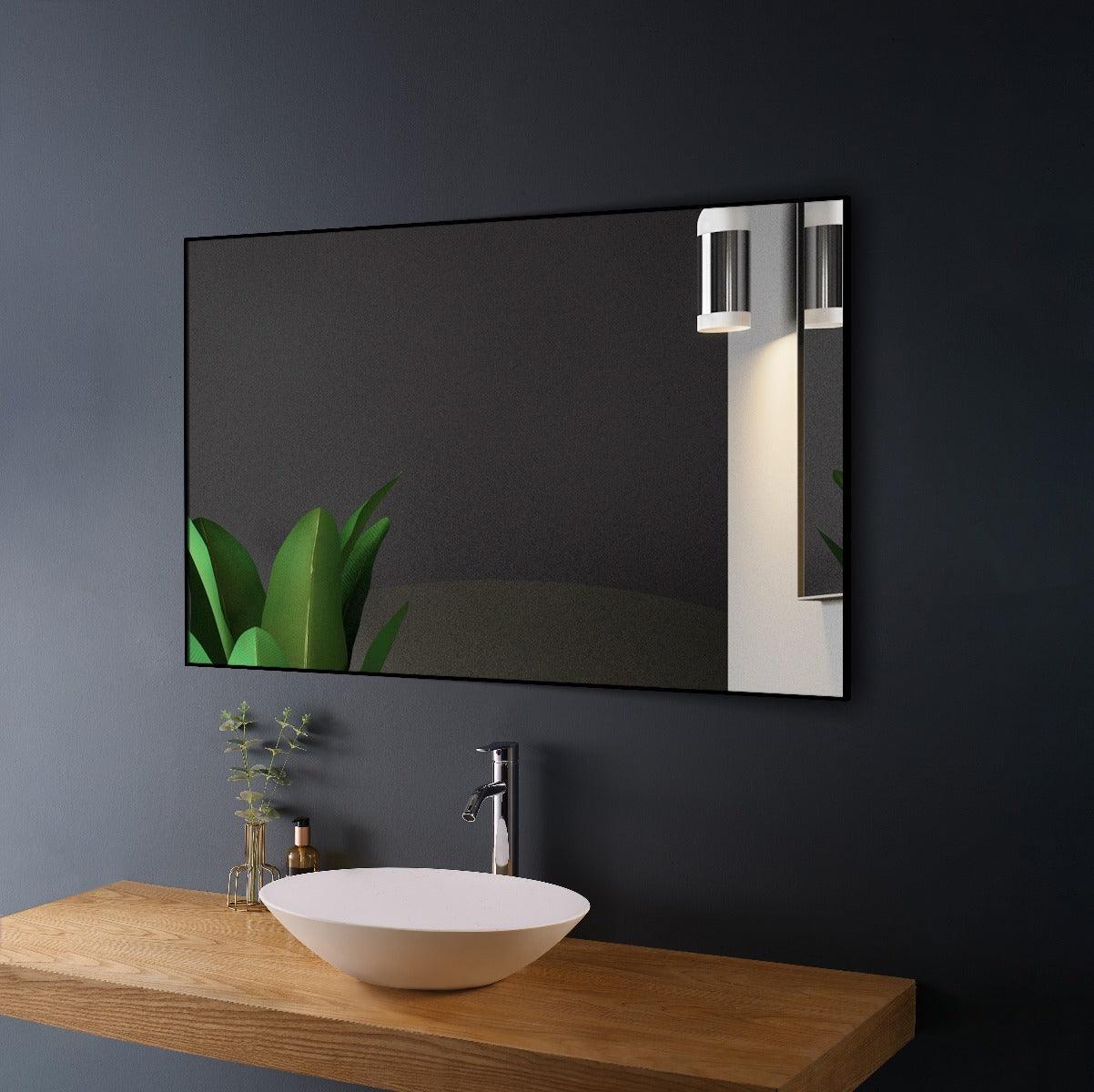 40" Black Aluminum Framed Bathroom Mirror-Migration_Mirrors-DECOROLALA
