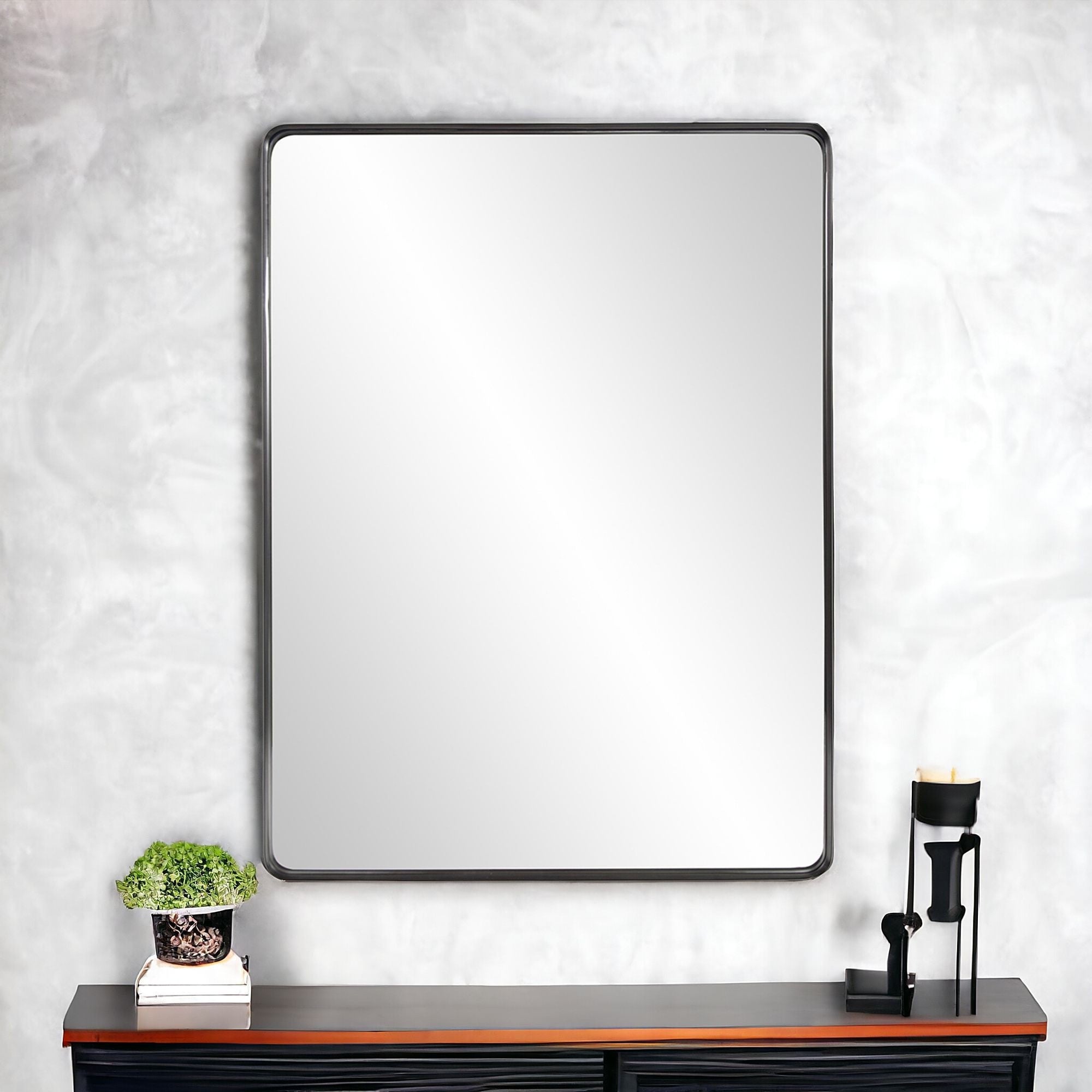 40" Black Metal Framed Accent Mirror-Mirrors-DECOROLALA