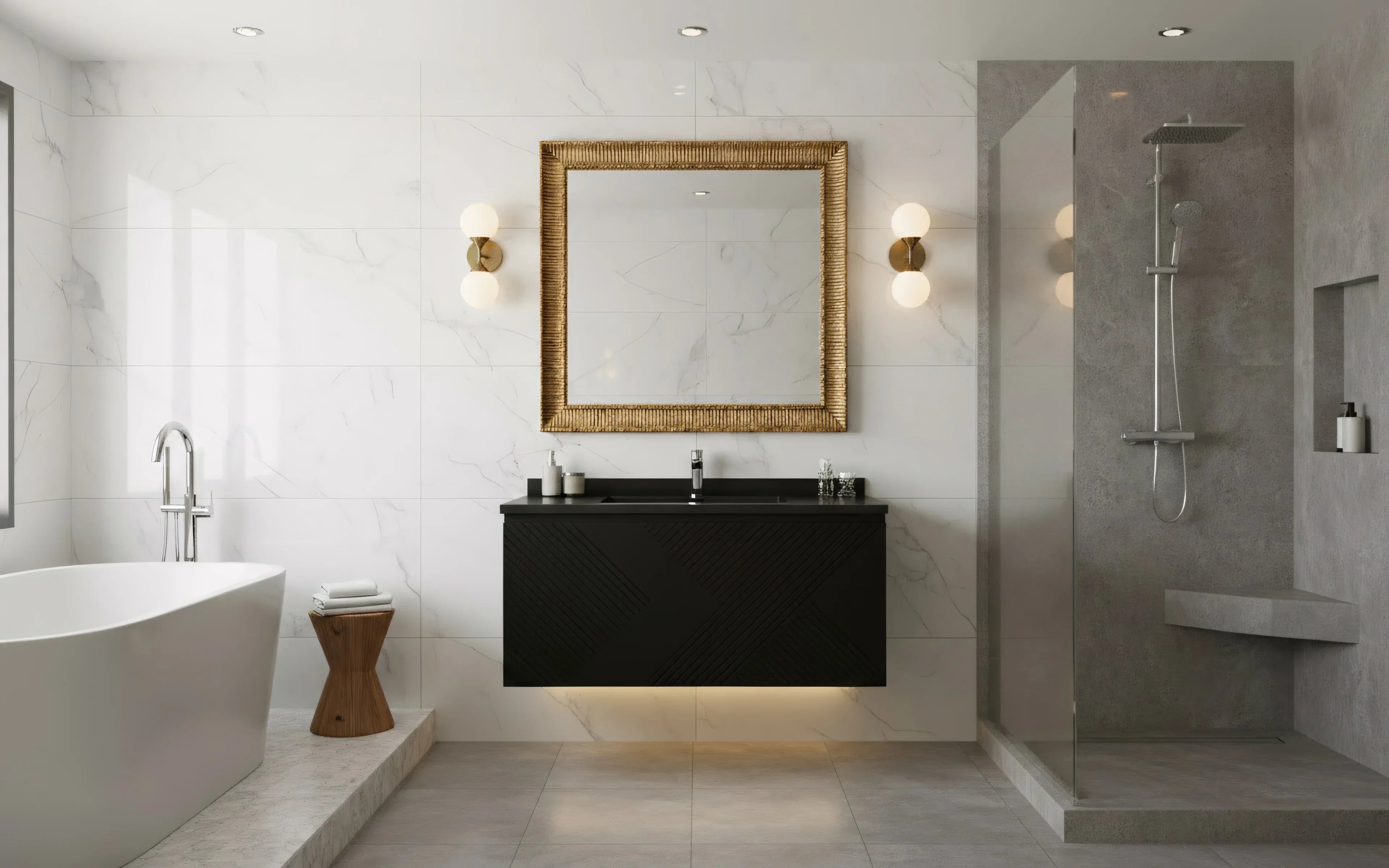 40" Black Wall Mount Bathroom Vanity with Black Engineered Quartz Countertop Roxboro-Migration_Bathroom Vanities-DECOROLALA