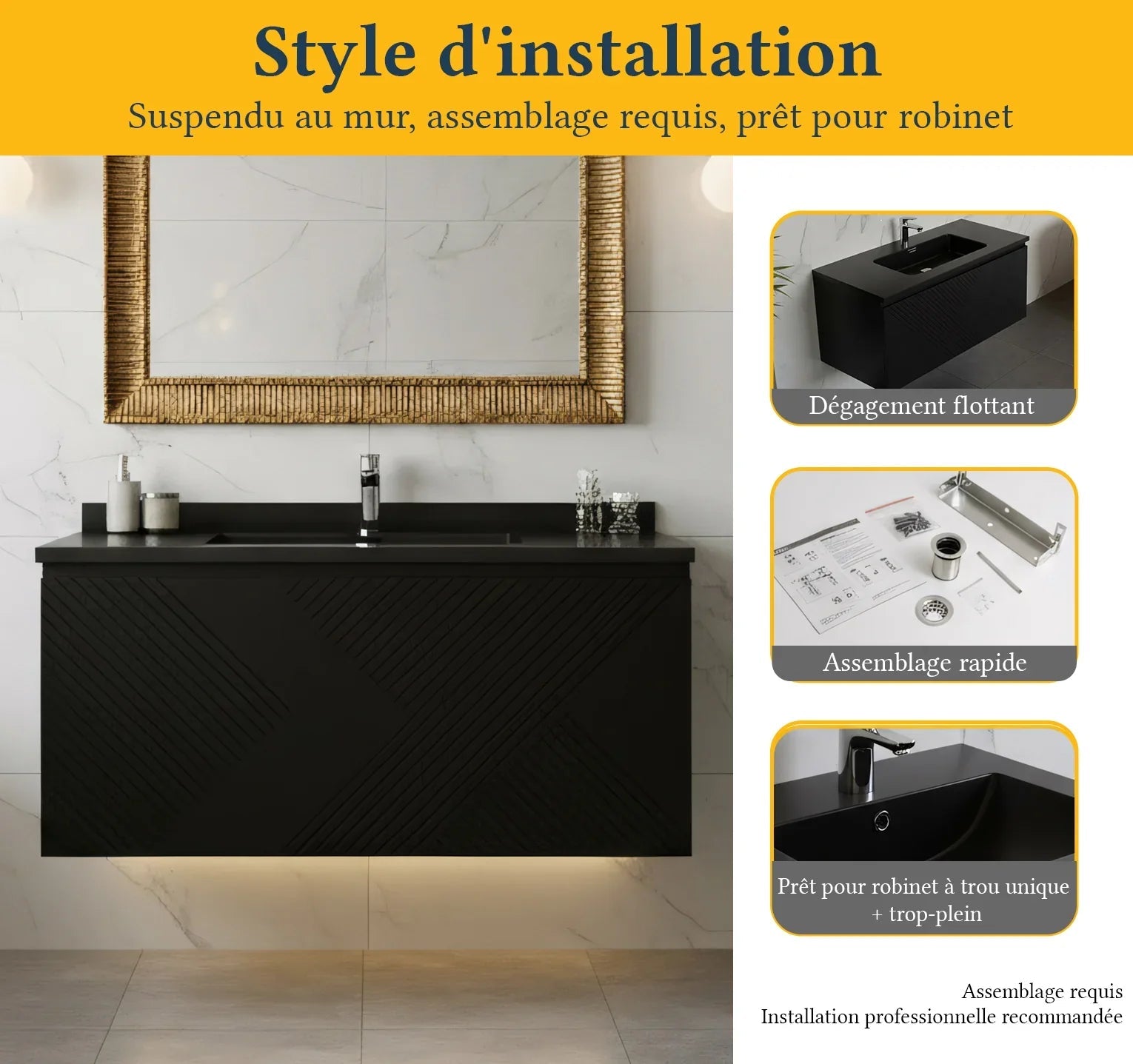 40" Black Wall Mount Bathroom Vanity with Black Engineered Quartz Countertop Roxboro-Migration_Bathroom Vanities-DECOROLALA
