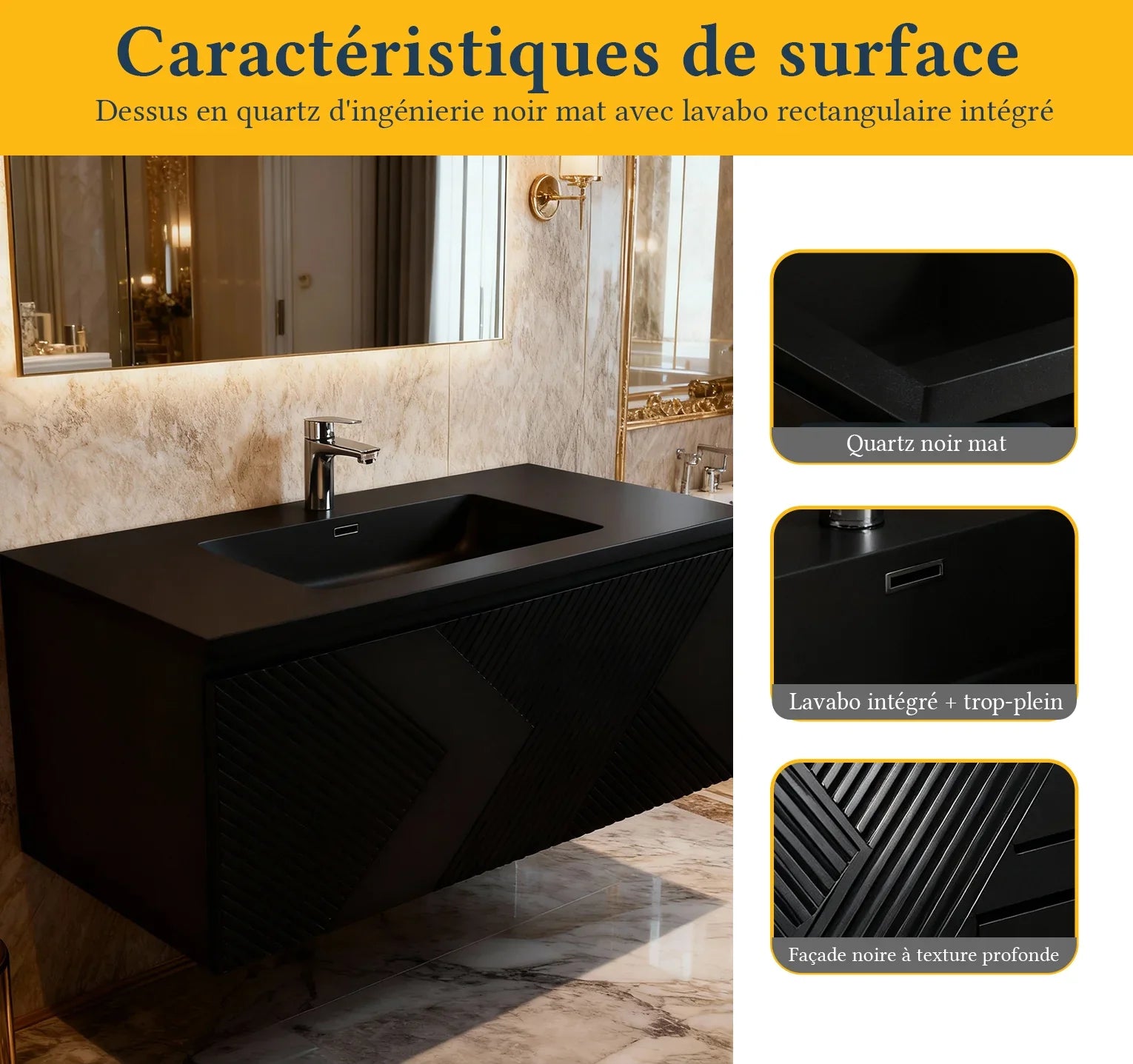 40" Black Wall Mount Bathroom Vanity with Black Engineered Quartz Countertop Roxboro-Migration_Bathroom Vanities-DECOROLALA