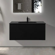 40" Black Wall Mount Bathroom Vanity with Black Engineered Quartz Countertop Roxboro-Migration_Bathroom Vanities-DECOROLALA