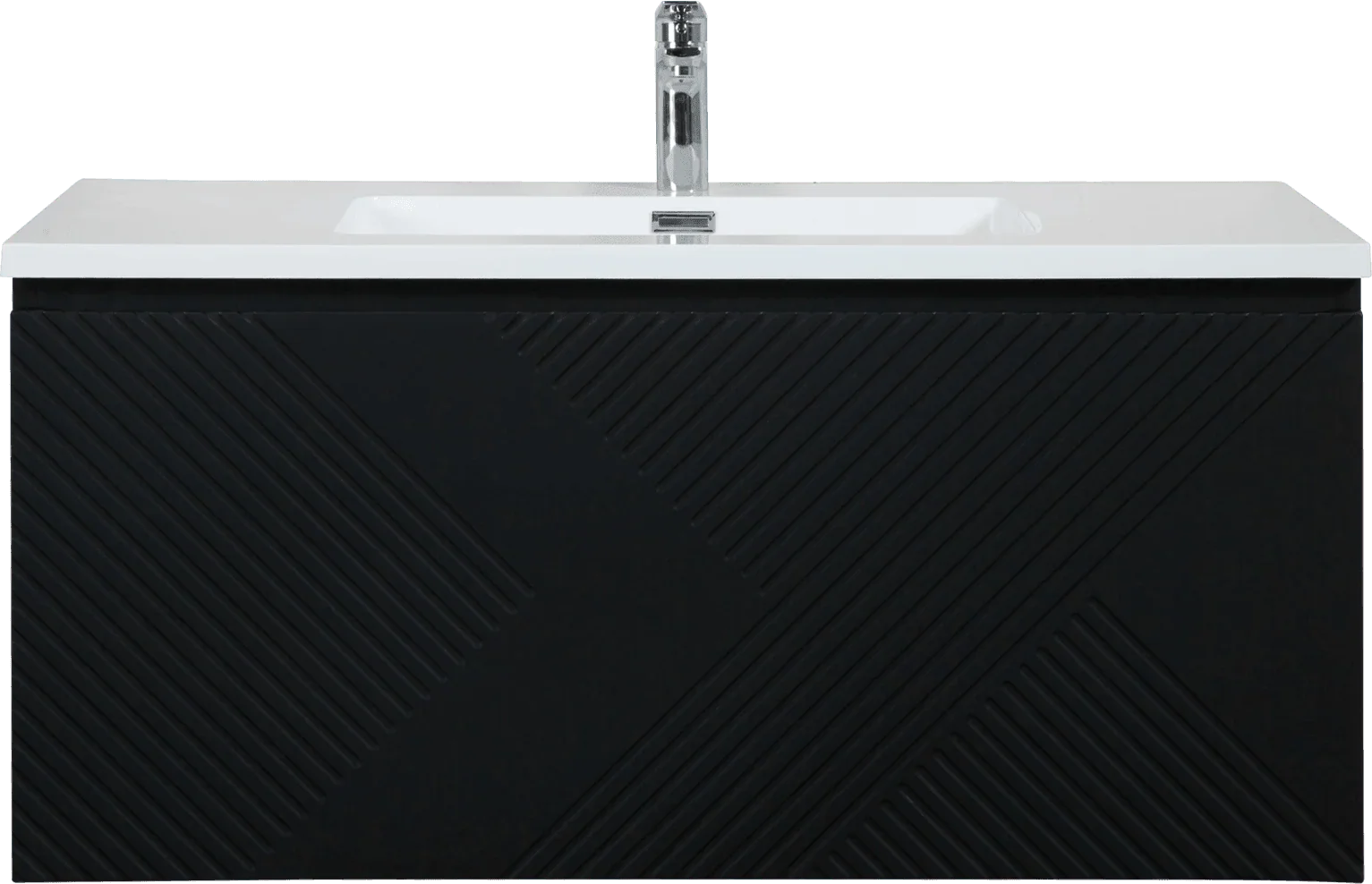 40" Black Wall Mount Bathroom Vanity with White Polymarble Countertop Roxboro-Migration_Bathroom Vanities-DECOROLALA