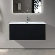 40" Black Wall Mount Bathroom Vanity with White Polymarble Countertop Roxboro-Migration_Bathroom Vanities-DECOROLALA