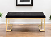 40" Black and Champagne Upholstered Faux Fur Bench-Benches-DECOROLALA
