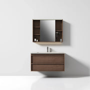 40" Brown Oak Floating Vanity with Sea Salt Grey Nano Solid Surface Integrated Countertop-Migration_Bathroom Vanities-DECOROLALA