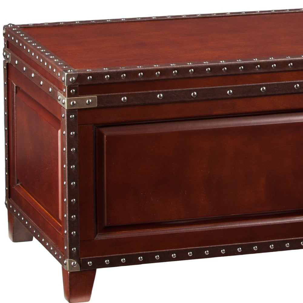 40" Brown Solid Wood And Metal Rectangular Coffee Table-Coffee Tables-DECOROLALA