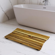 40" Brown Teak Slat Non Slip Bath Mat-Bath Rugs-DECOROLALA