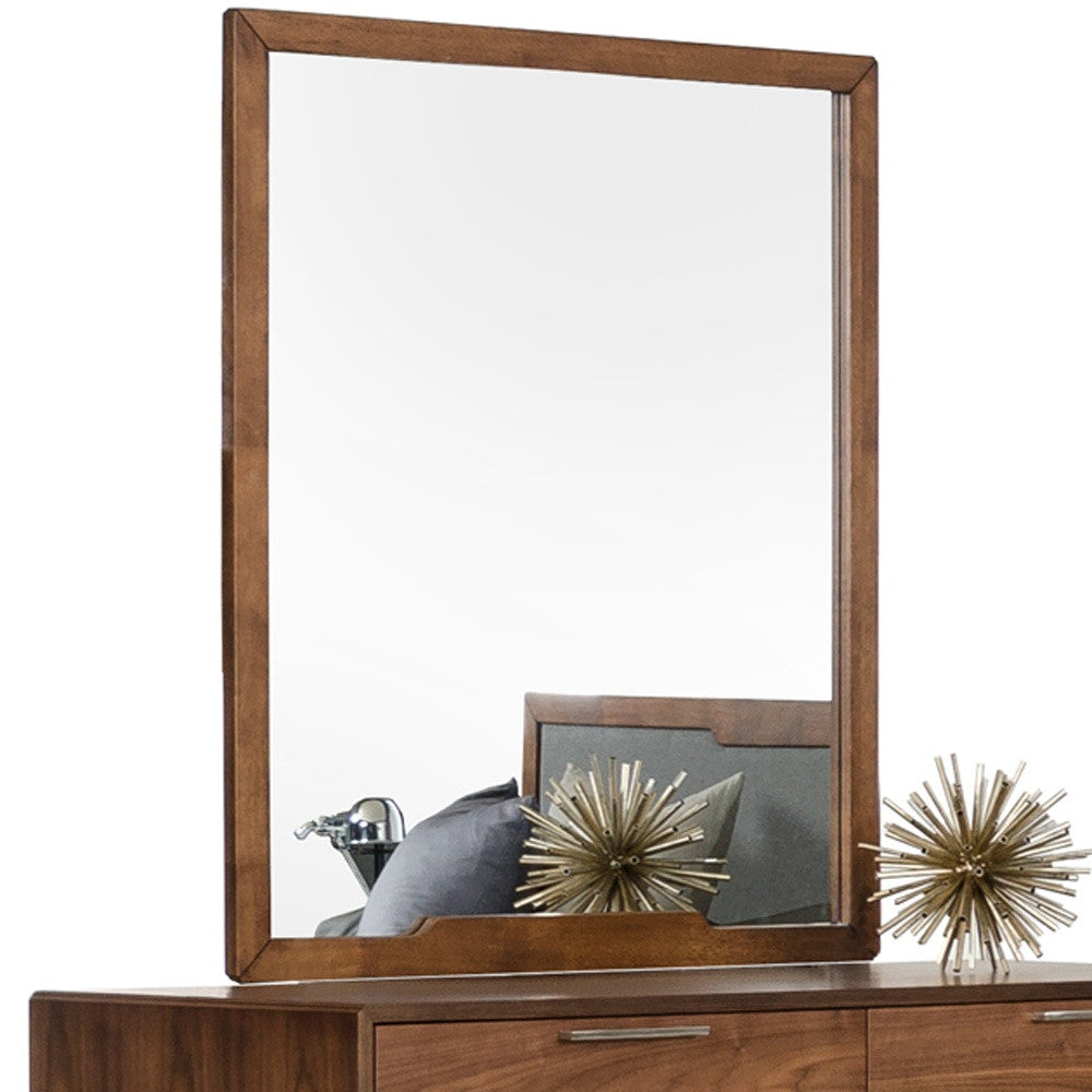 40" Brown Wood Framed Mounted Dresser Mirror-Mirrors-DECOROLALA