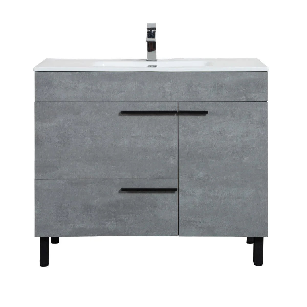 40" Cement Freestanding Single Sink Bathroom Vanity with White Ceramic Countertop-Migration_Bathroom Vanities-DECOROLALA