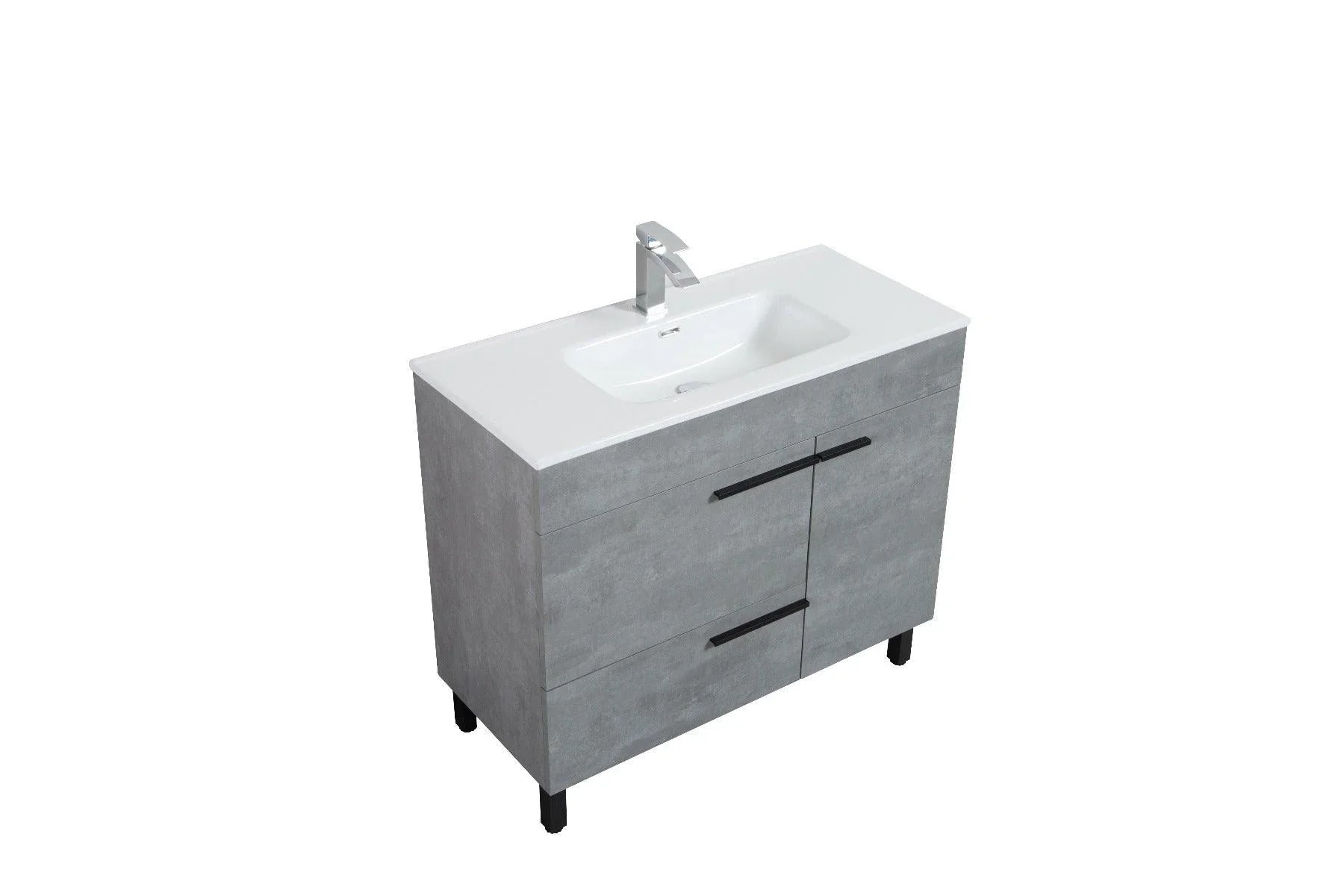 40" Cement Freestanding Single Sink Bathroom Vanity with White Ceramic Countertop-Migration_Bathroom Vanities-DECOROLALA