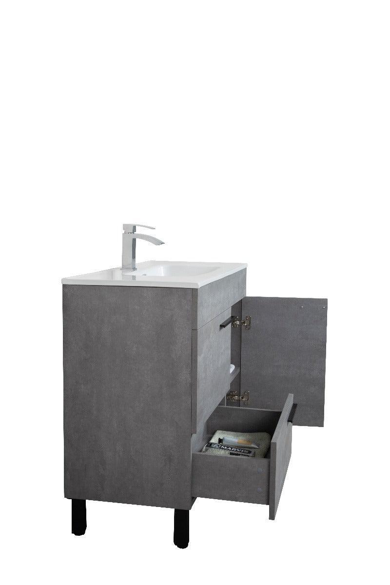 40" Cement Freestanding Single Sink Bathroom Vanity with White Ceramic Countertop-Migration_Bathroom Vanities-DECOROLALA
