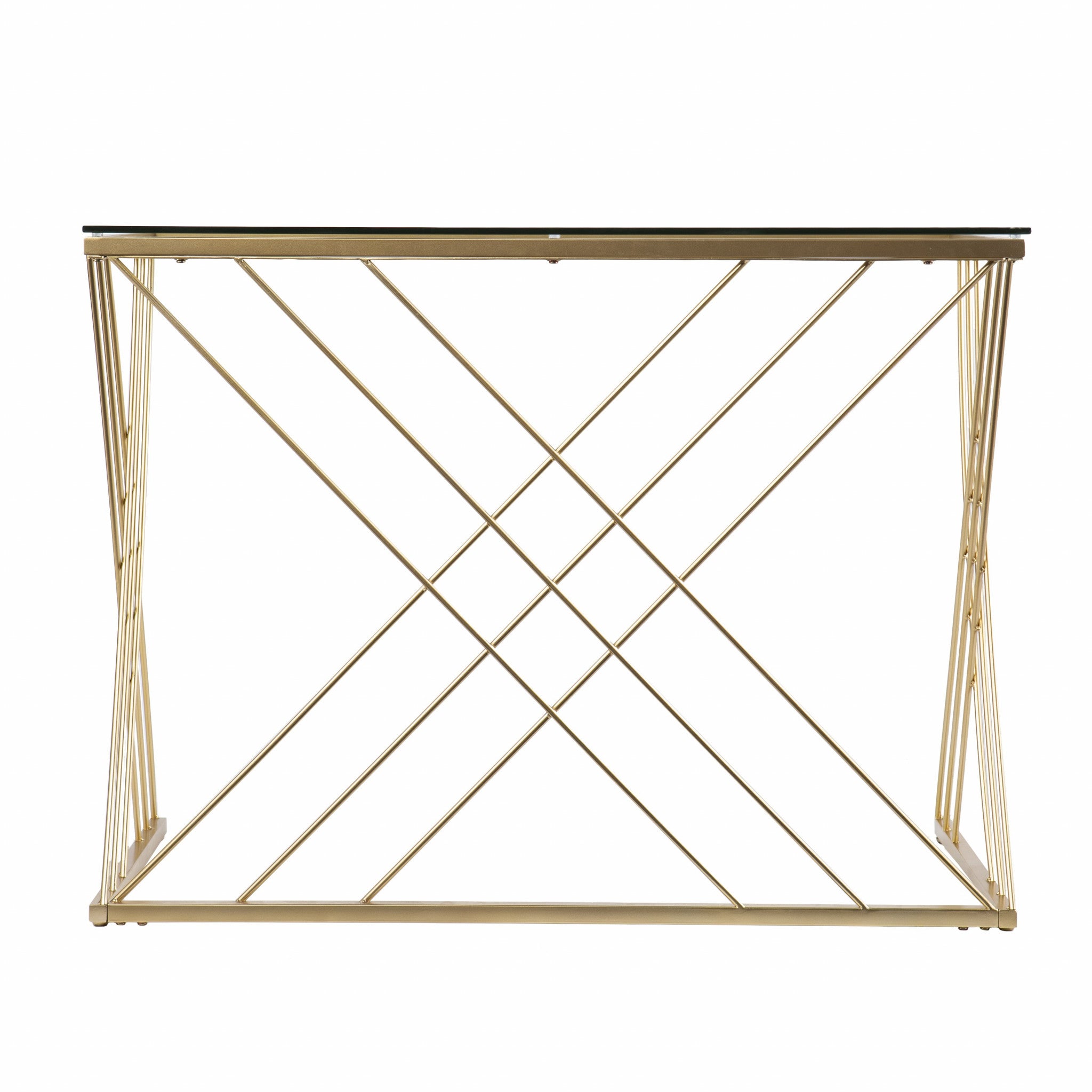 40" Clear and Gold Glass Writing Desk-Desks-DECOROLALA