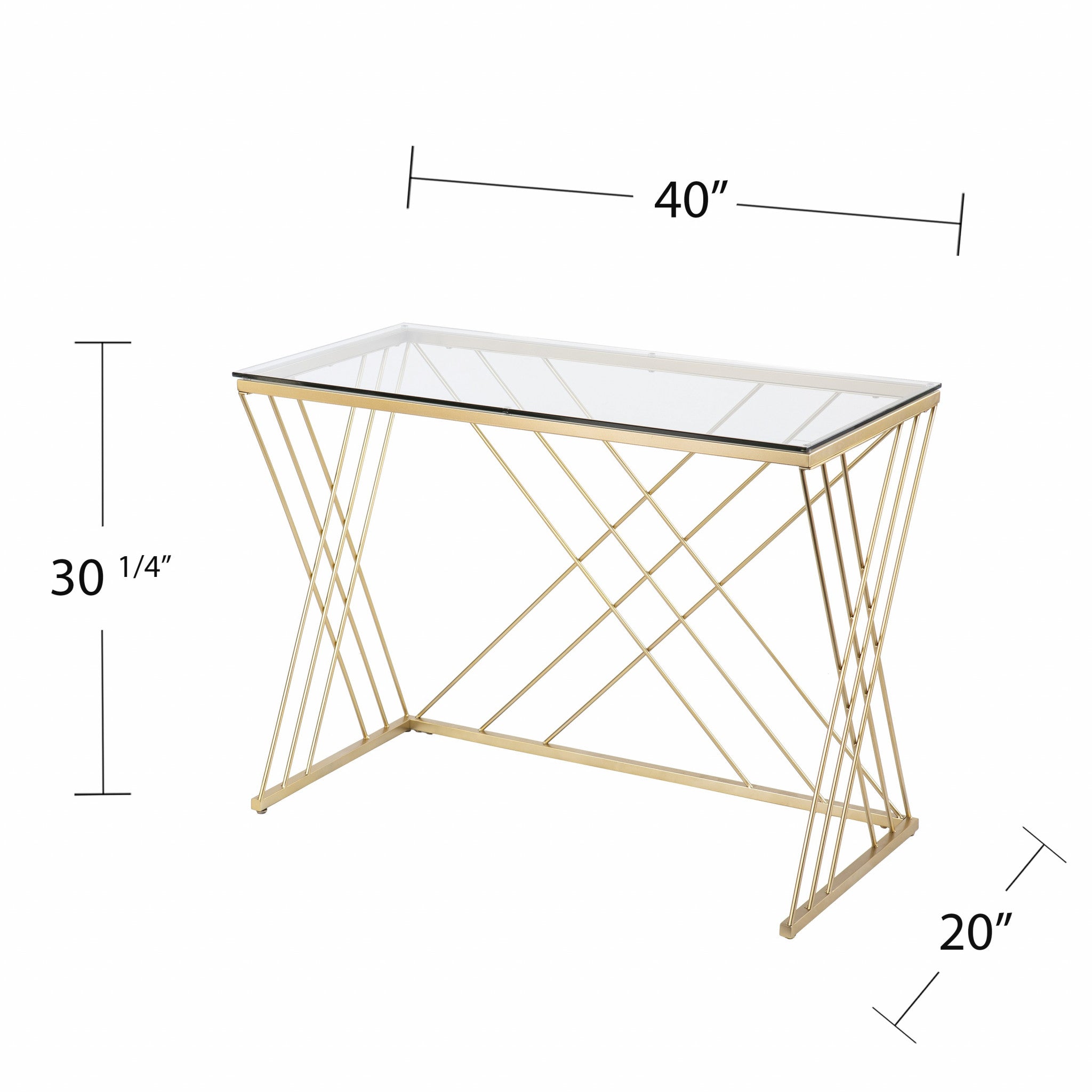 40" Clear and Gold Glass Writing Desk-Desks-DECOROLALA